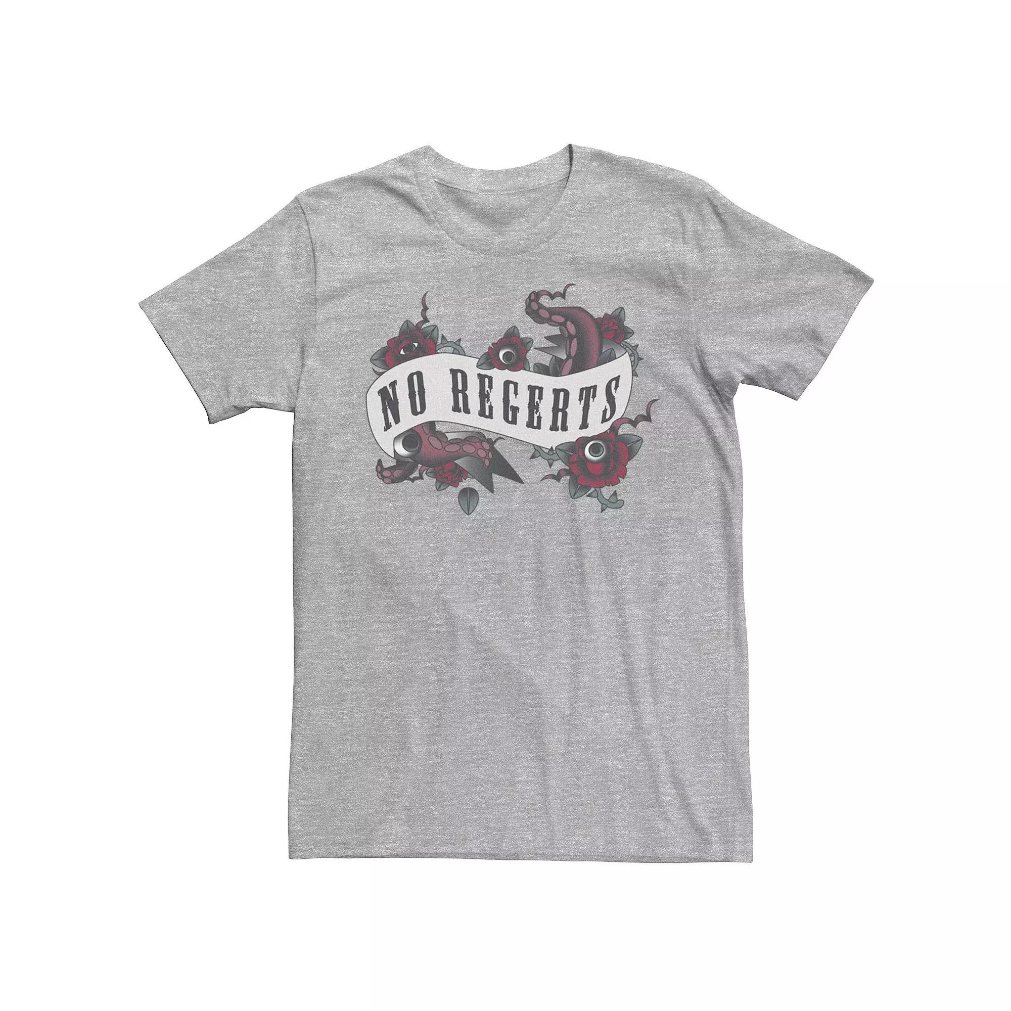Men's The Addams Family No Regrets Tattoo Style Banner Tee, Size: XL, Athletic Grey Product Image