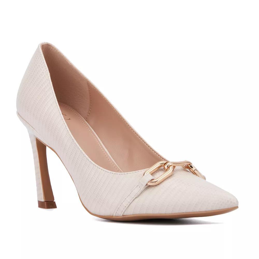 New York & Company Katerina Embossed Pumps, Womens Ivory Lizard Product Image
