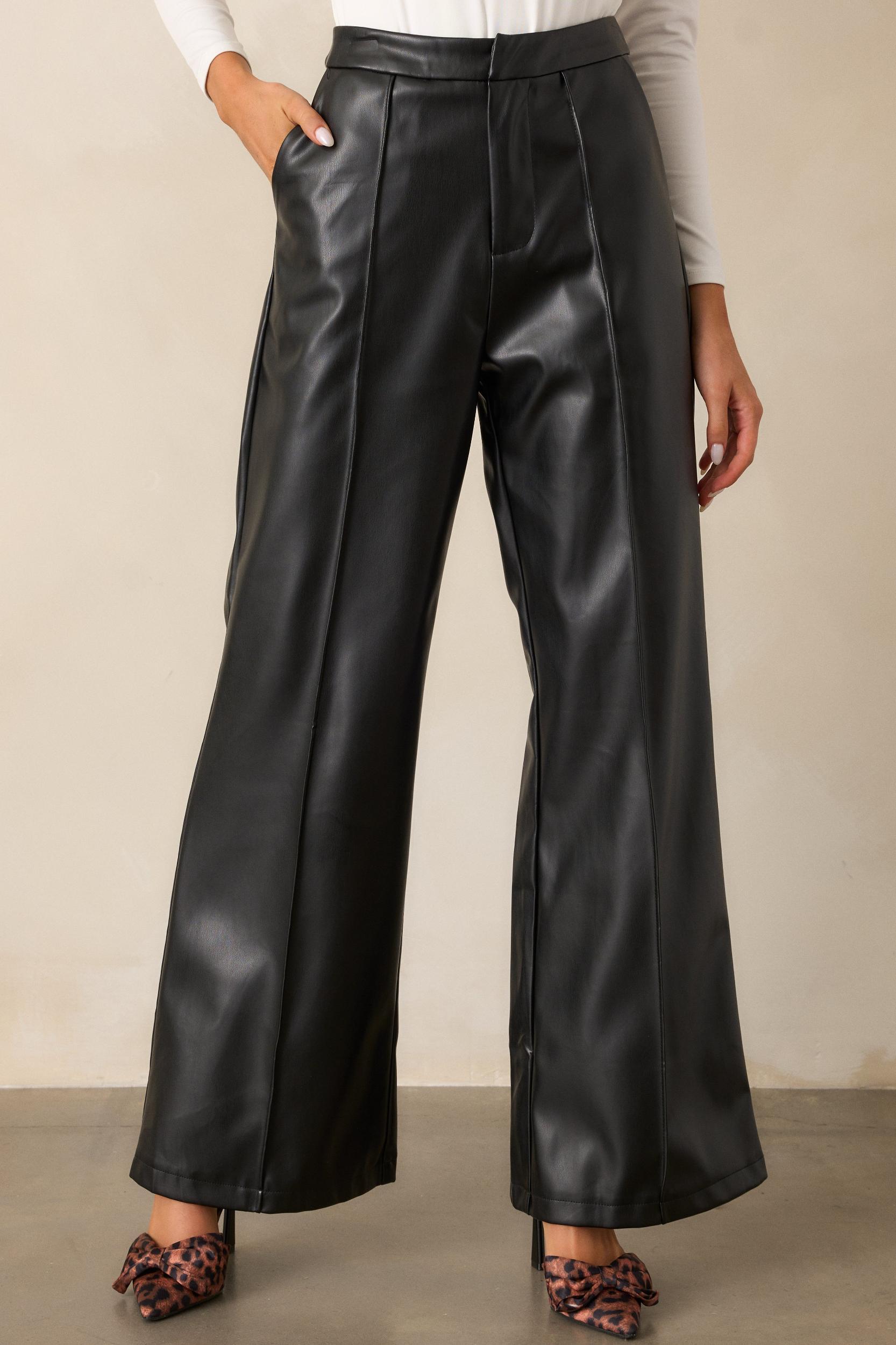 Back And Better Black Faux Leather Pants Product Image