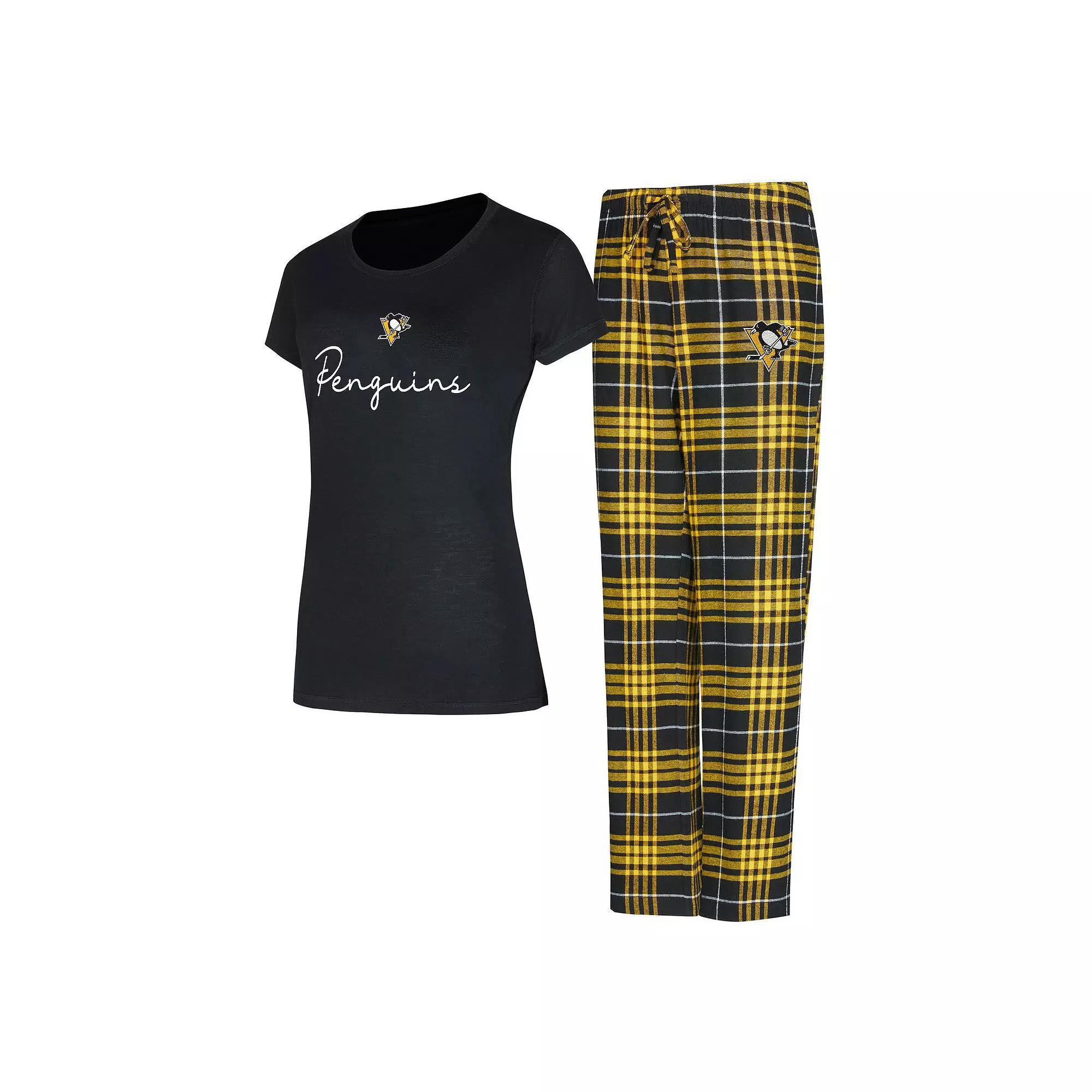 Women's Concepts Sport Pittsburgh Penguins Vector T-Shirt & Pants Sleep Set, Size: Medium, Black Product Image