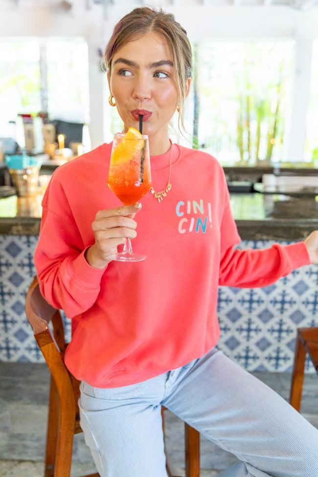 Cin Cin! Light Red Graphic Sweatshirt Product Image