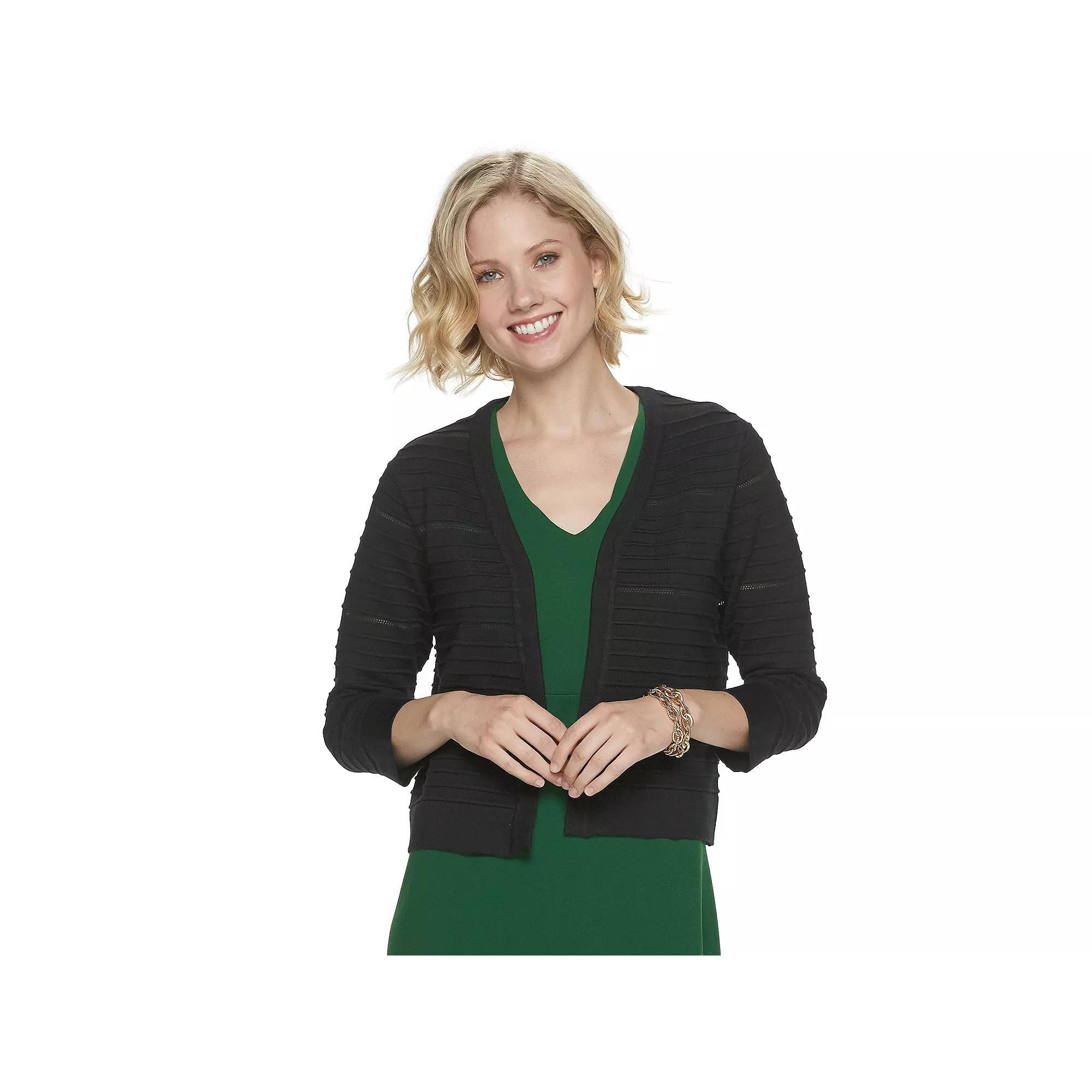 Women's Nina Leonard Open-Weave Knit Bolero, Size: Large, Blue Product Image