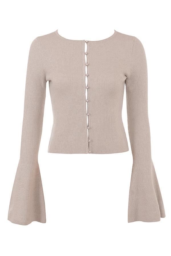Aster Biscuit Wool Cashmere Long Sleeve Cardigan Product Image