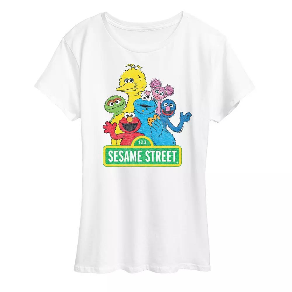 Womens Sesame Street Vintage Group Graphic Tee Grey Gray Product Image