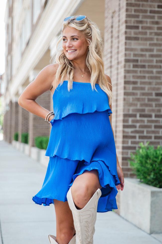 Cheer You On Royal Blue Layered Mini Dress FINAL SALE Product Image