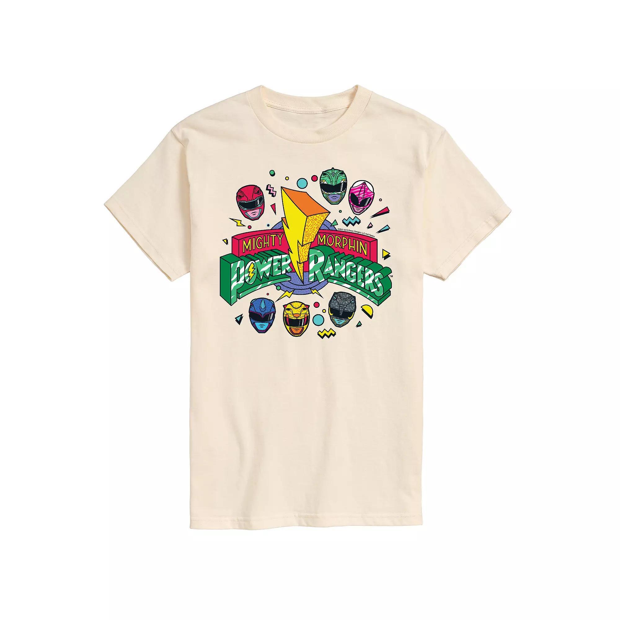 Men's Power Rangers 90s Logo Graphic Tee, Size: Large, Beige Product Image