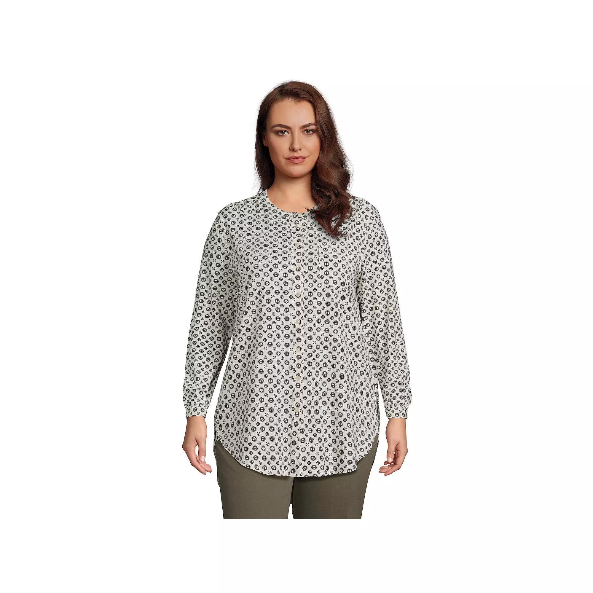 Plus Size Lands' End Long Sleeve Jersey A-line Tunic, Women's, Size: 2XL, Black Product Image