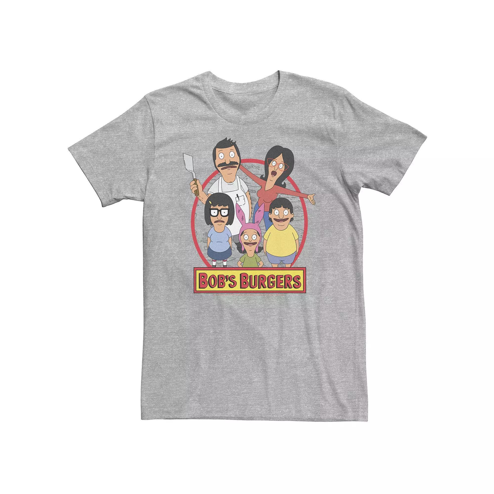 Big & Tall Bob's Burgers Group Shot Logo Tee, Men's, Size: 4XL Tall, Athletic Grey Product Image