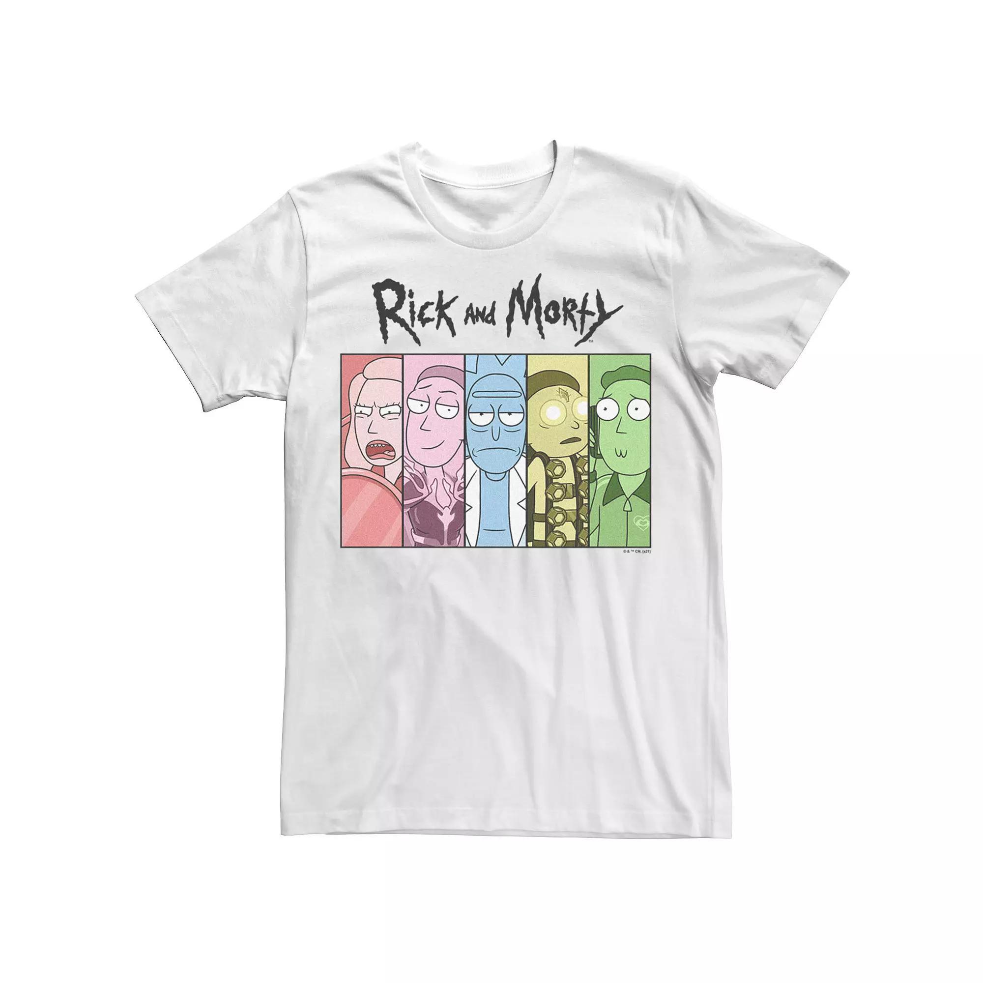 Men's Rick & Morty Character Panel Portraits Tee, Size: Small, White Product Image