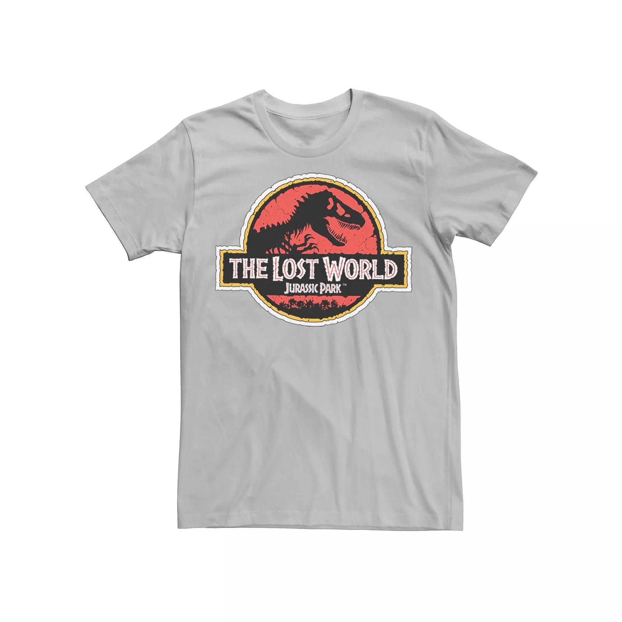 Mens Jurassic Park The Lost World Movie Logo Tee Red Grey Product Image