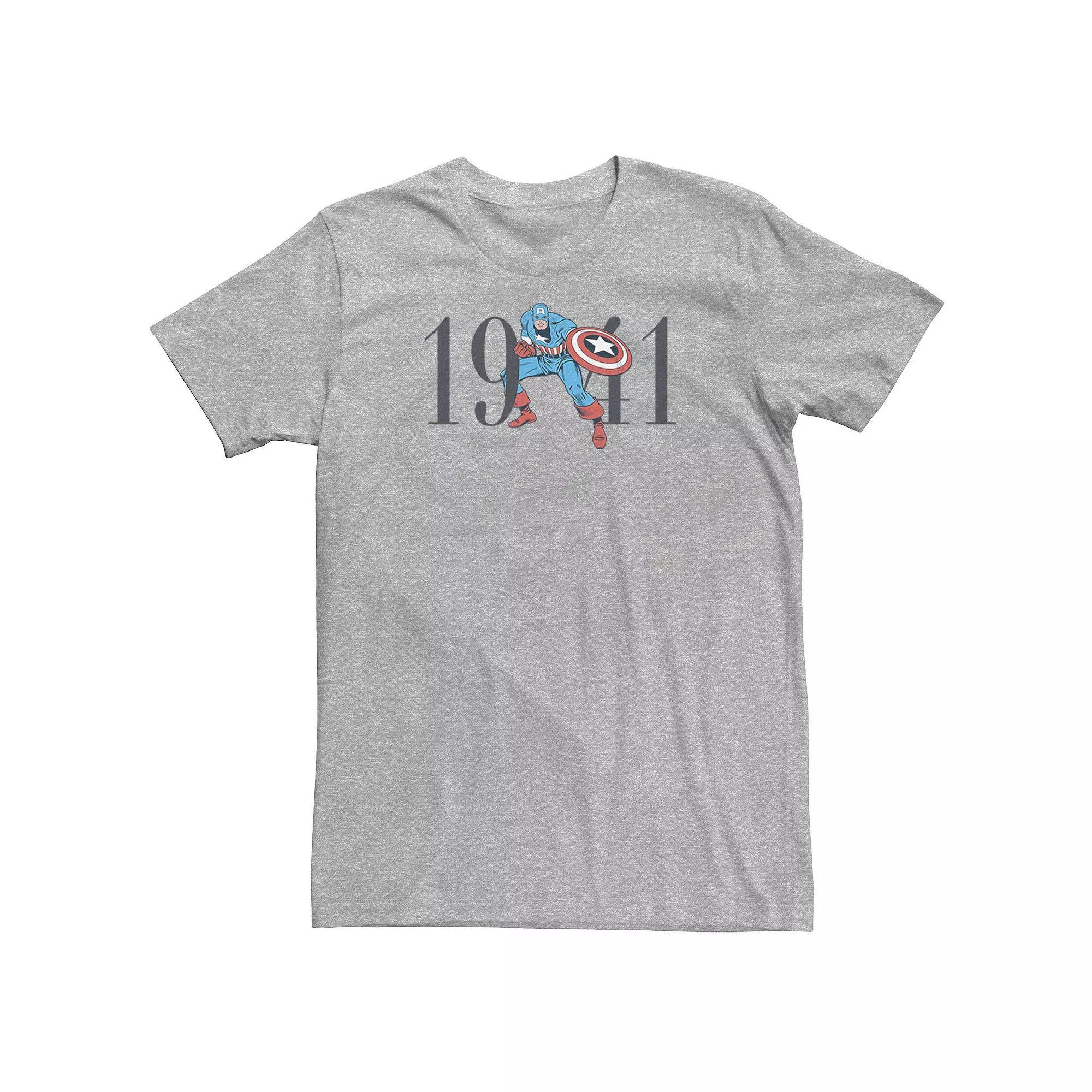 Big & Tall Marvel Retro 1941 Captain America Stance Tee, Men's, Size: 3XL, Athletic Grey Product Image