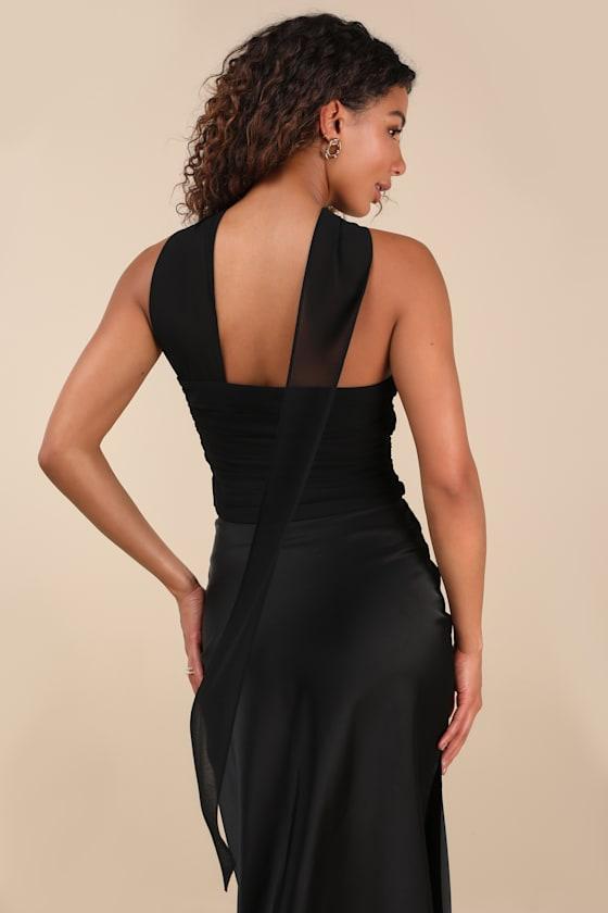 Marlette Black Strapless Crop Top and Scarf Set Product Image