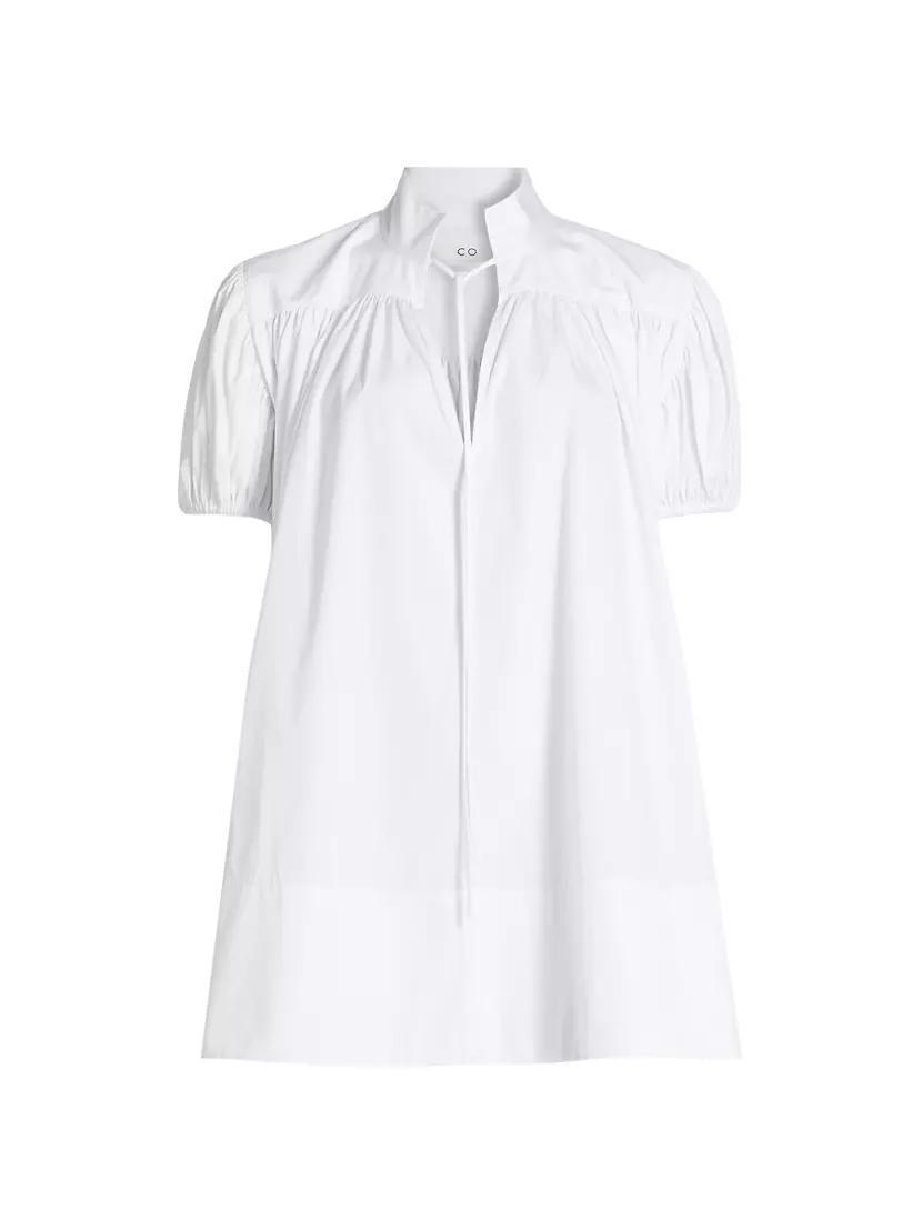 Womens Gathered Cotton Poplin Tunic Product Image