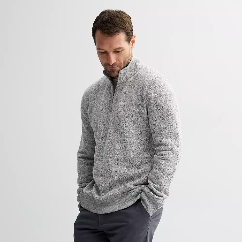 Men's Sonoma Goods For Life® Sweater Fleece Quarter Zip Pullover, Size: Small, Beige Product Image