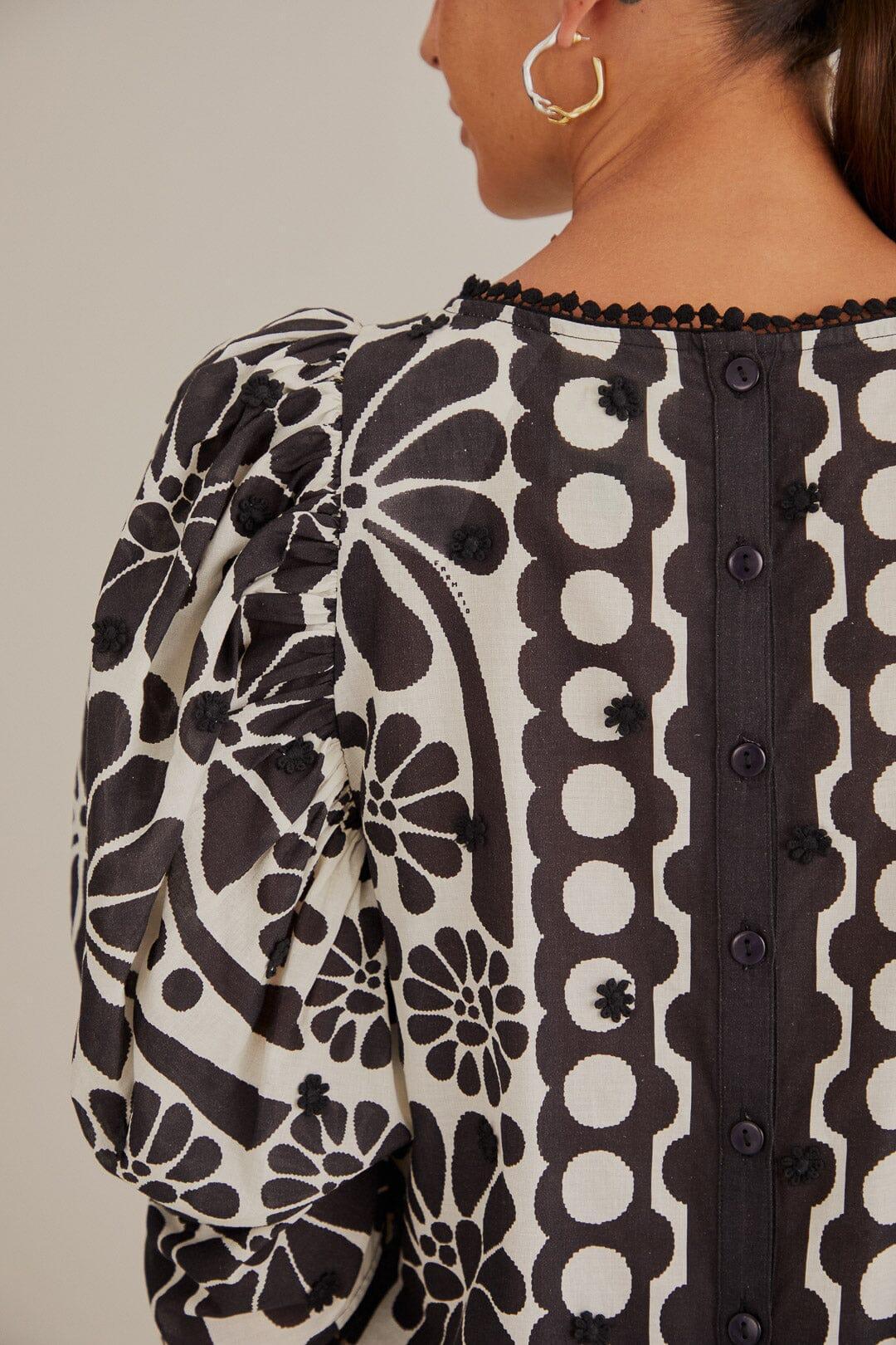 Black Palermo Puff Sleeve Blouse, PALERMO BLACK / XXS Product Image
