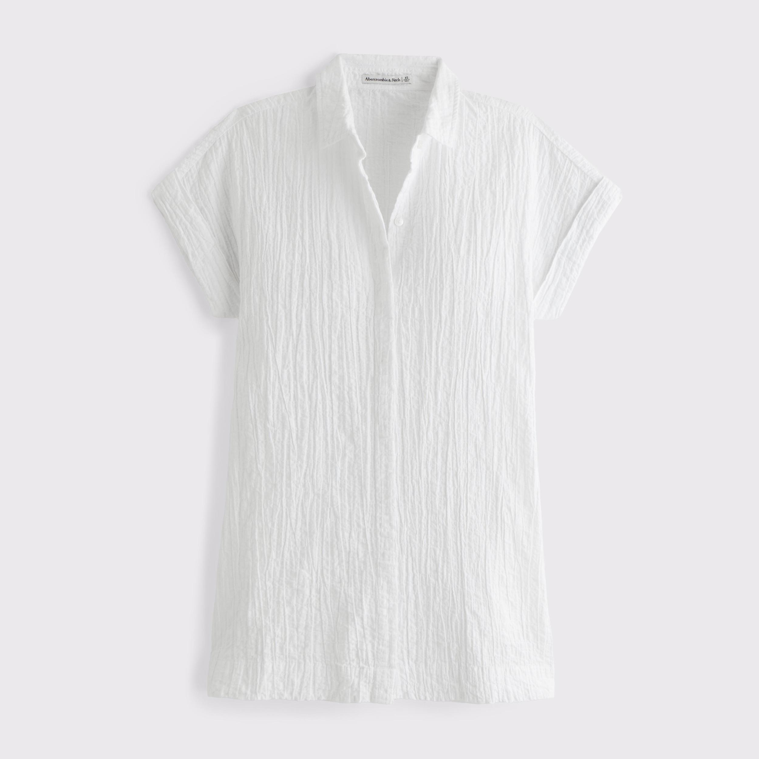 Textured Mini Shirt Dress Product Image