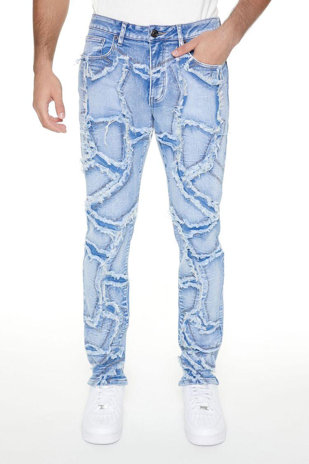 Frayed Abstract Slim-Fit Jeans | Forever 21 Product Image