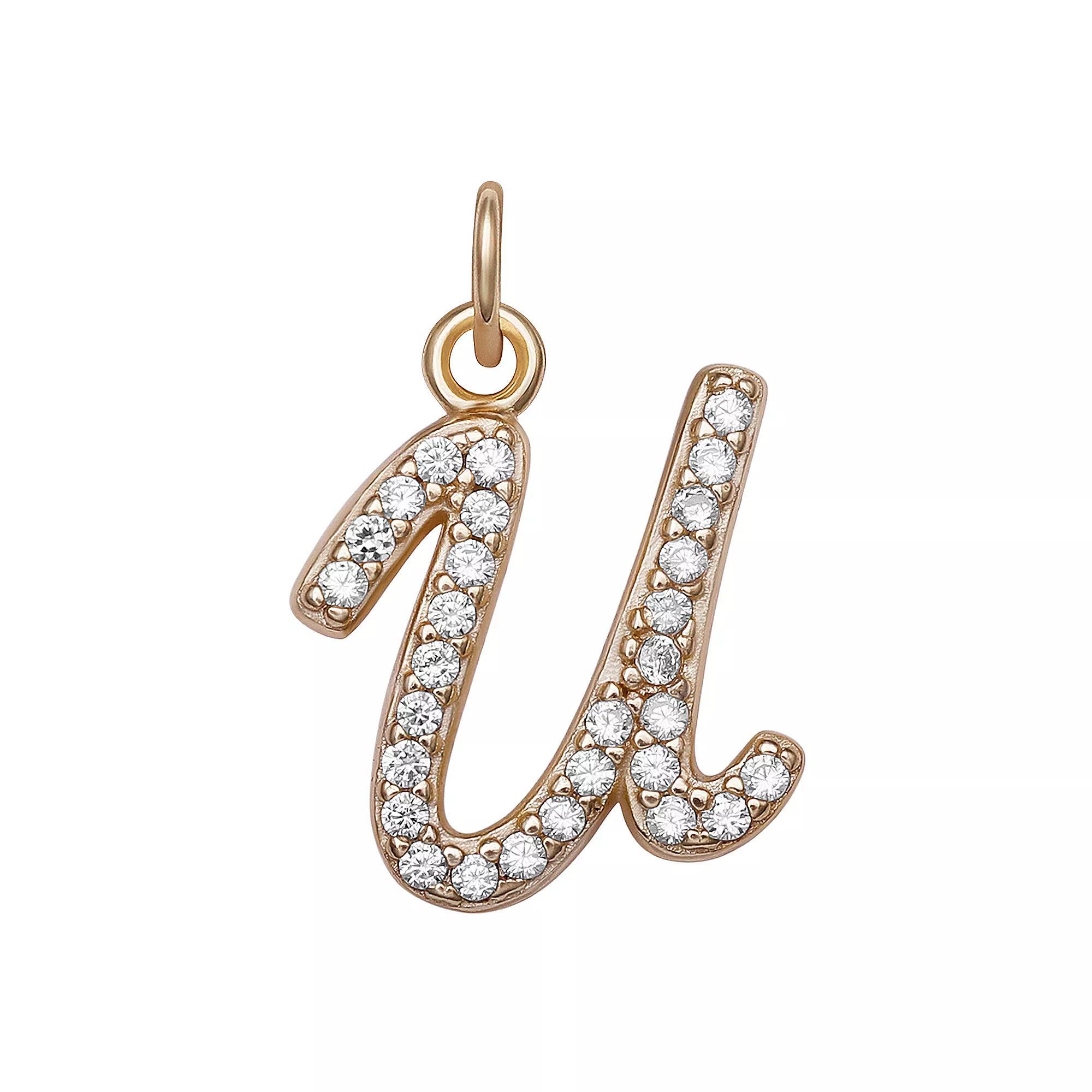 LC Lauren Conrad Sterling Silver Cubic Zirconia Initial Charm, Womens, Gold Tone O Product Image