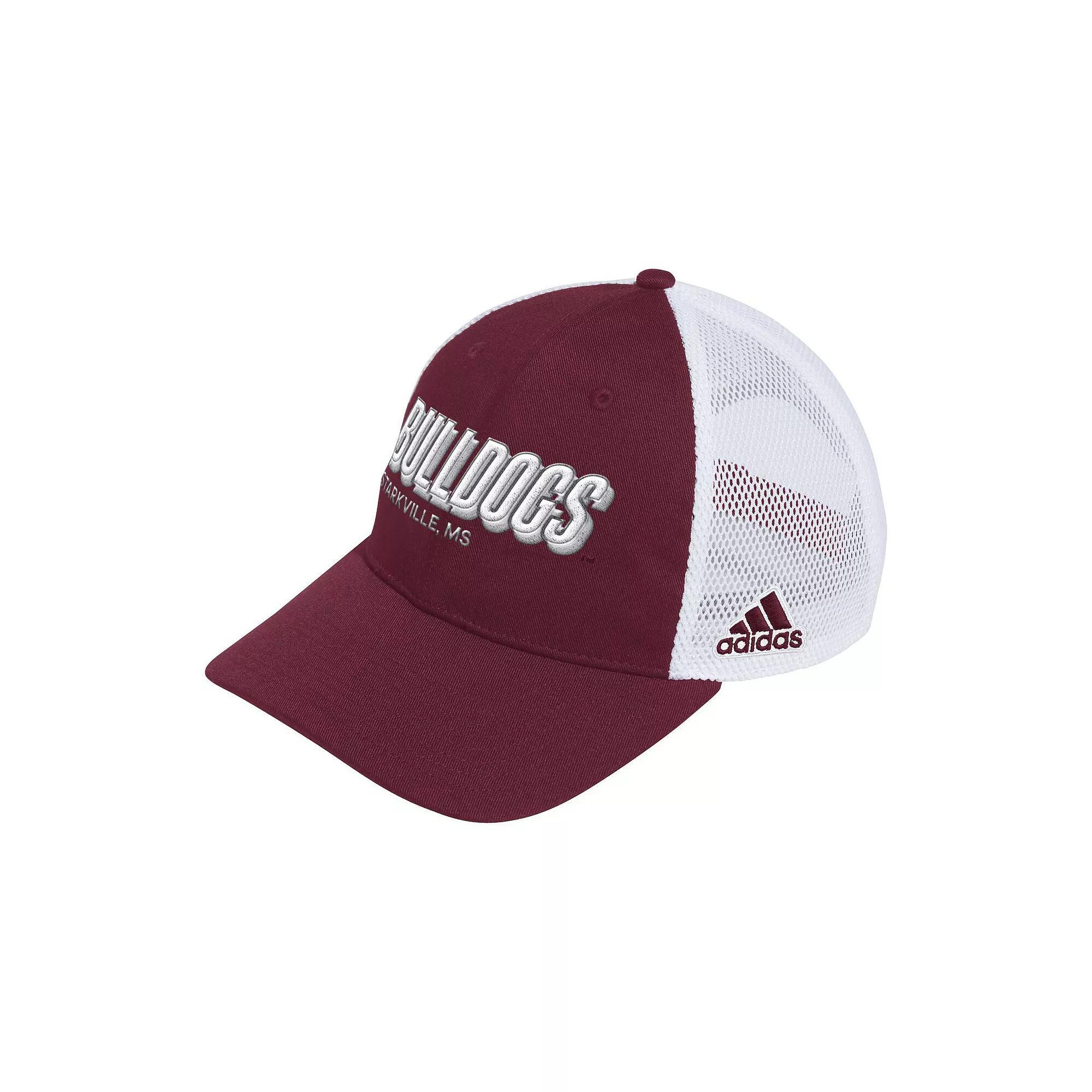 Men's adidas Maroon Mississippi State Bulldogs Mascot Block Letter Slouch Trucker Adjustable Hat, Mst Red Product Image