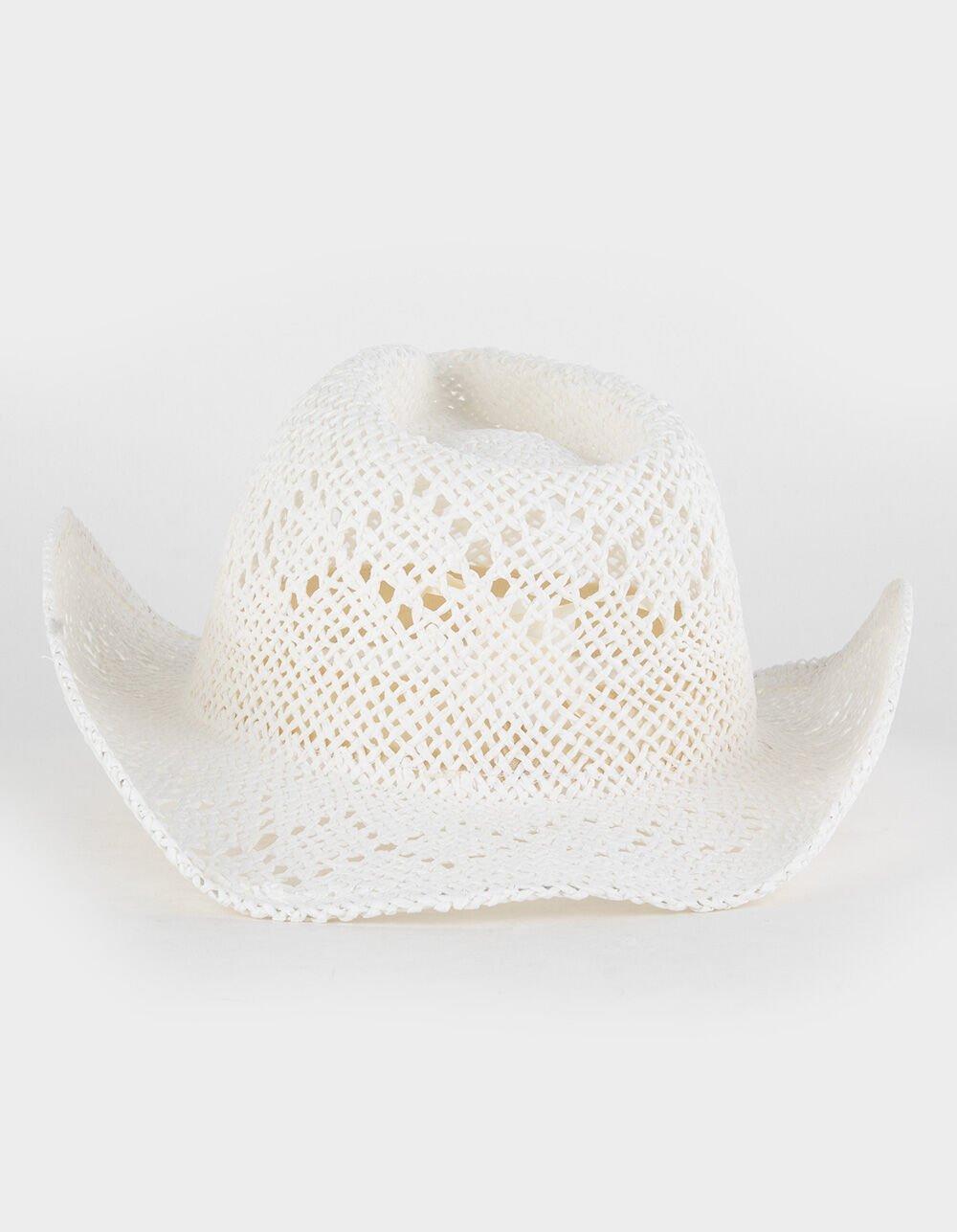 Womens Straw Cowboy Hat - WHITE Product Image