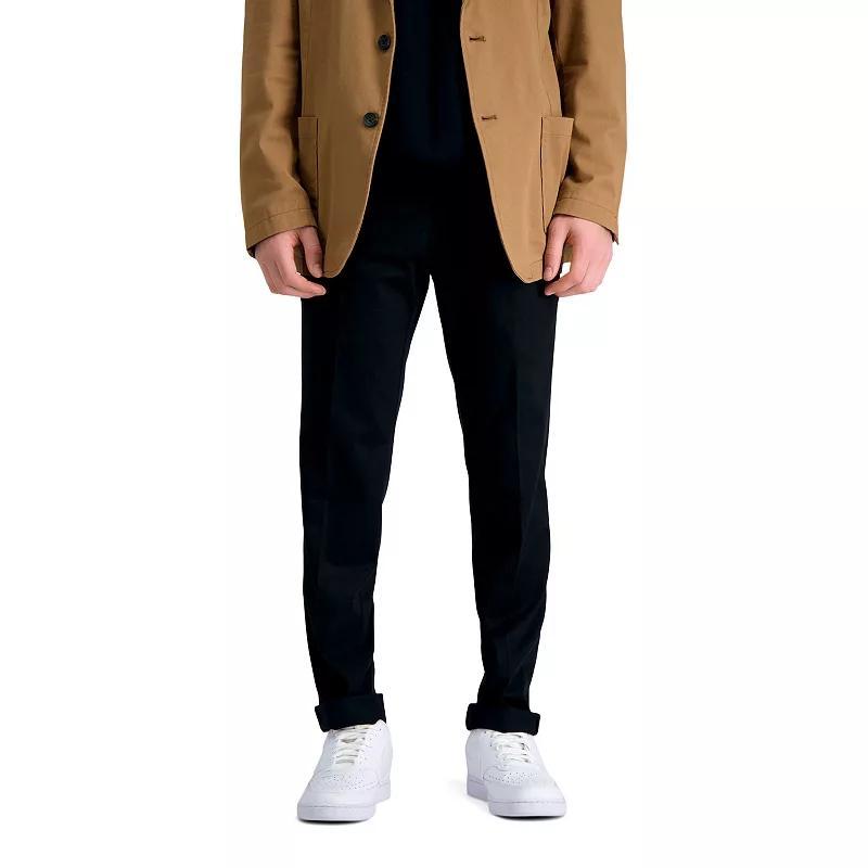 Mens Haggar Premium No-Iron Khaki Flex Waist Slim-Fit Stretch Flat-Front Pants, Mens Product Image