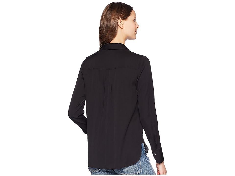 Slim-Fit Long-Sleeve Stretch-Silk Blouse Product Image
