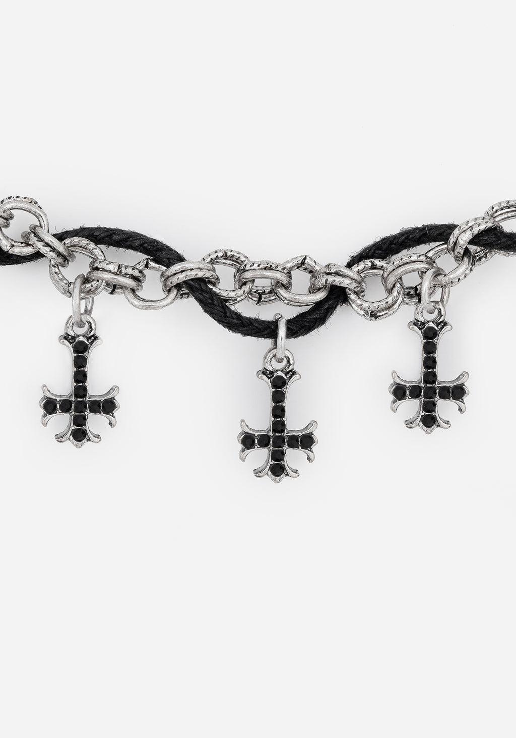 Catkin Cord Weave Cross Choker Product Image