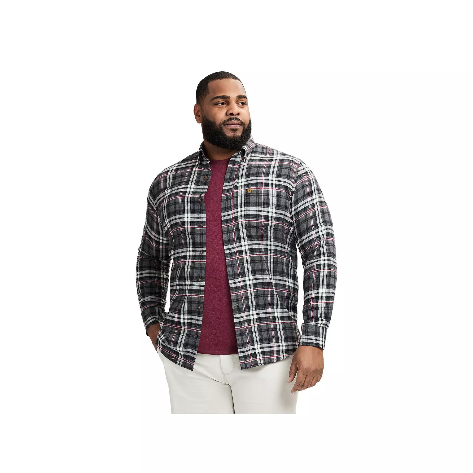 Big & Tall IZOD Stratton Flannel Long Sleeve Button Down Shirt, Men's, Size: 4XB, Asphalt Product Image
