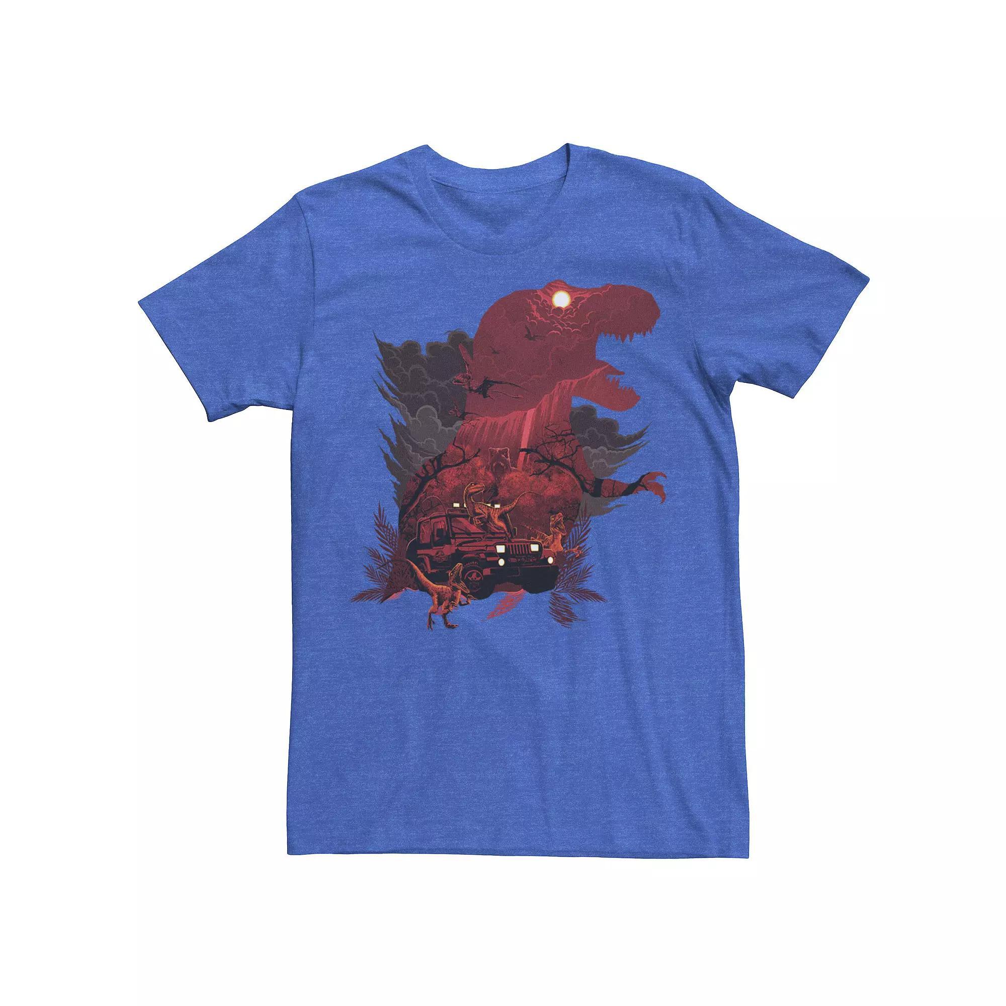 Men's Jurassic Park T-Rex Red Safari Collage Graphic Tee, Size: XXL, Red Grey Product Image