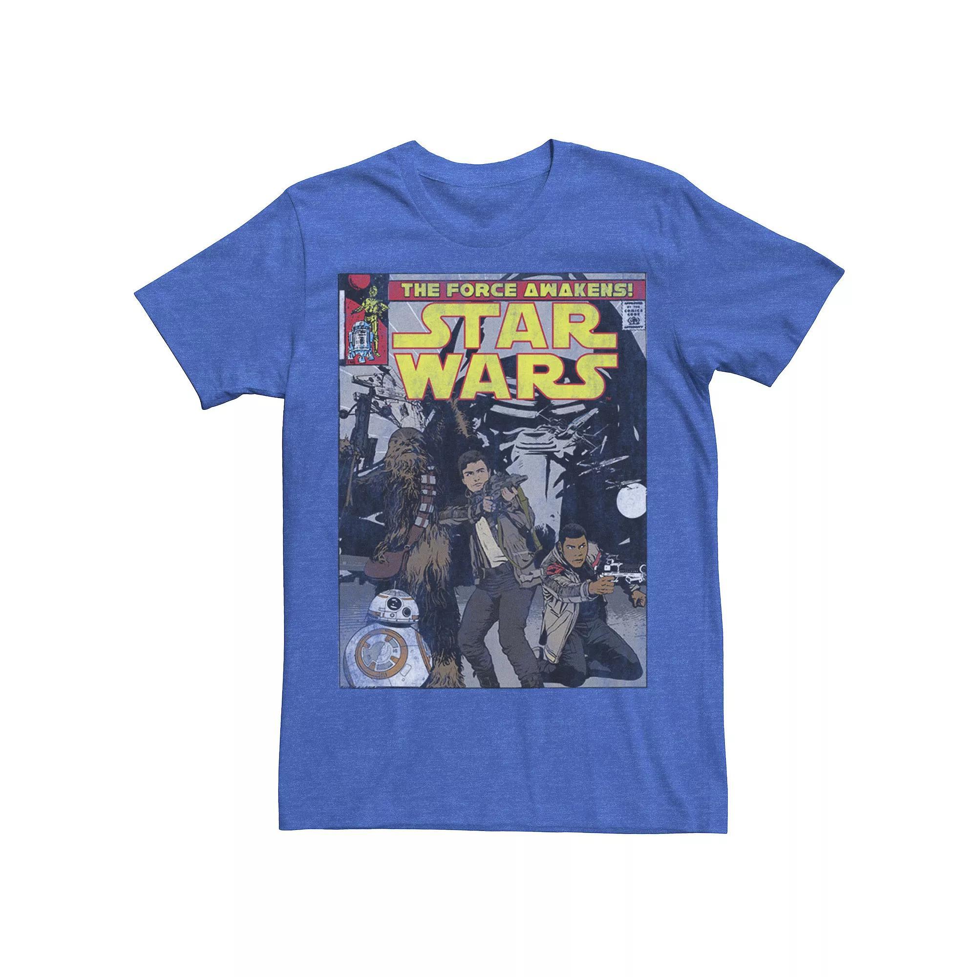 Men's Star Wars The Force Awakens Comic Book Cover Tee, Size: XL, Royal Grey Product Image