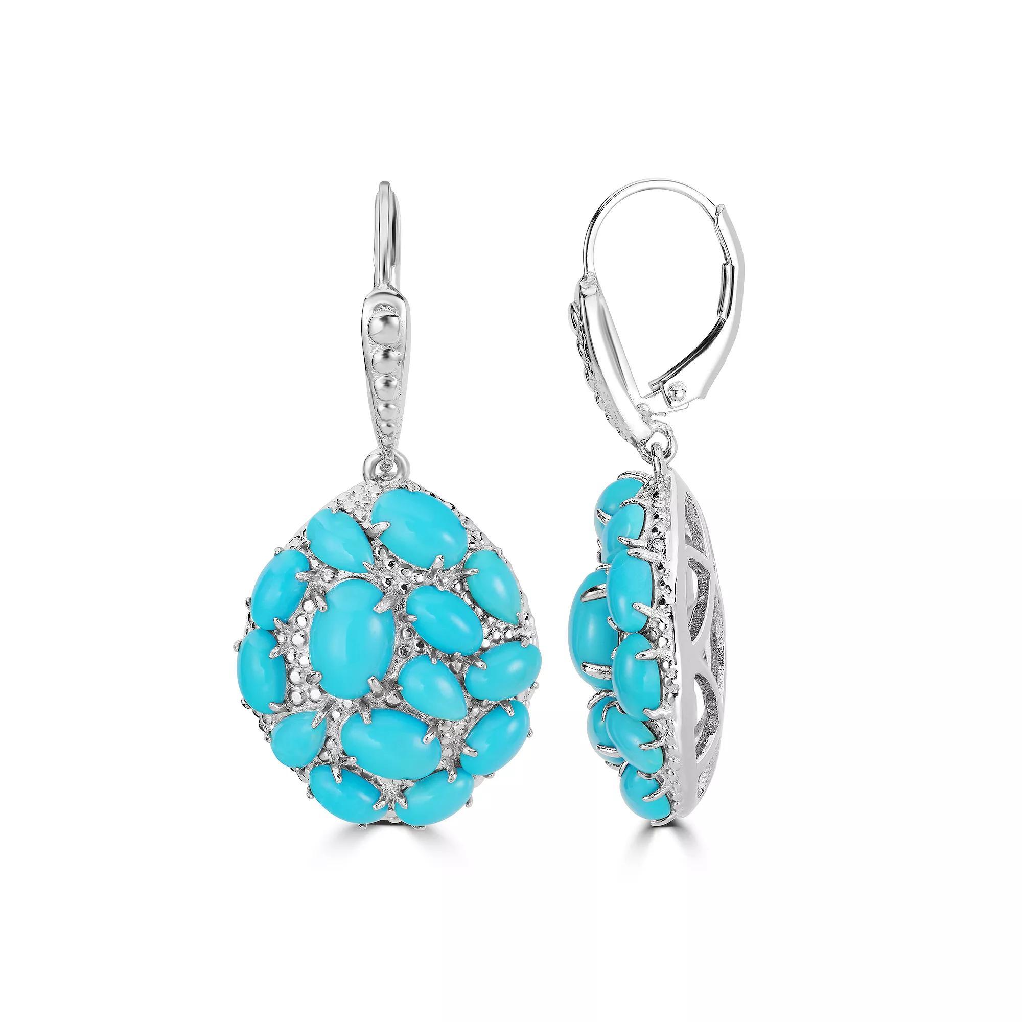 Gemistry Sterling Silver Genuine Turquoise Cluster Drop Earrings, Women's Product Image