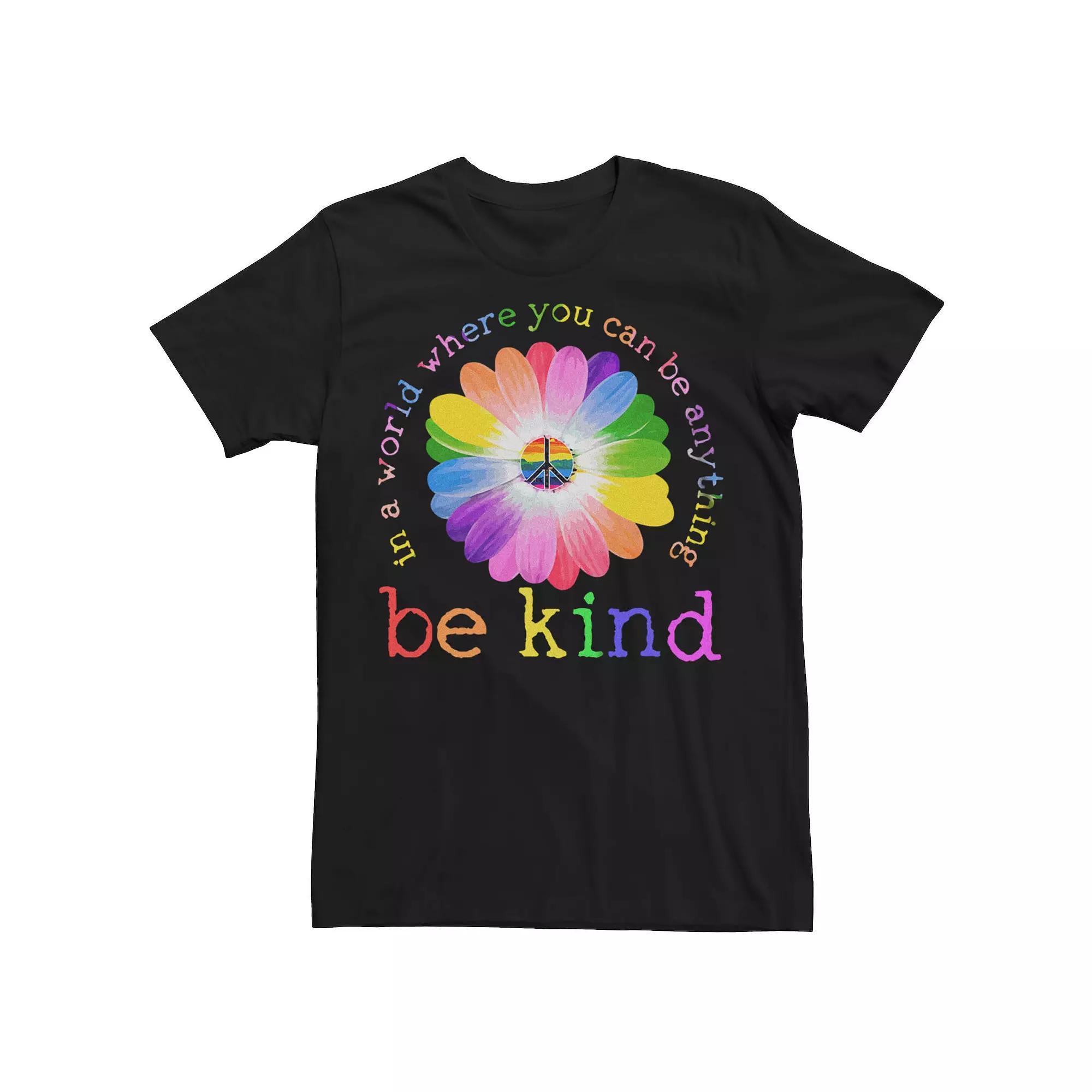 Men's Pride Be Kind Flower Graphic Tee, Size: Medium, Black Product Image