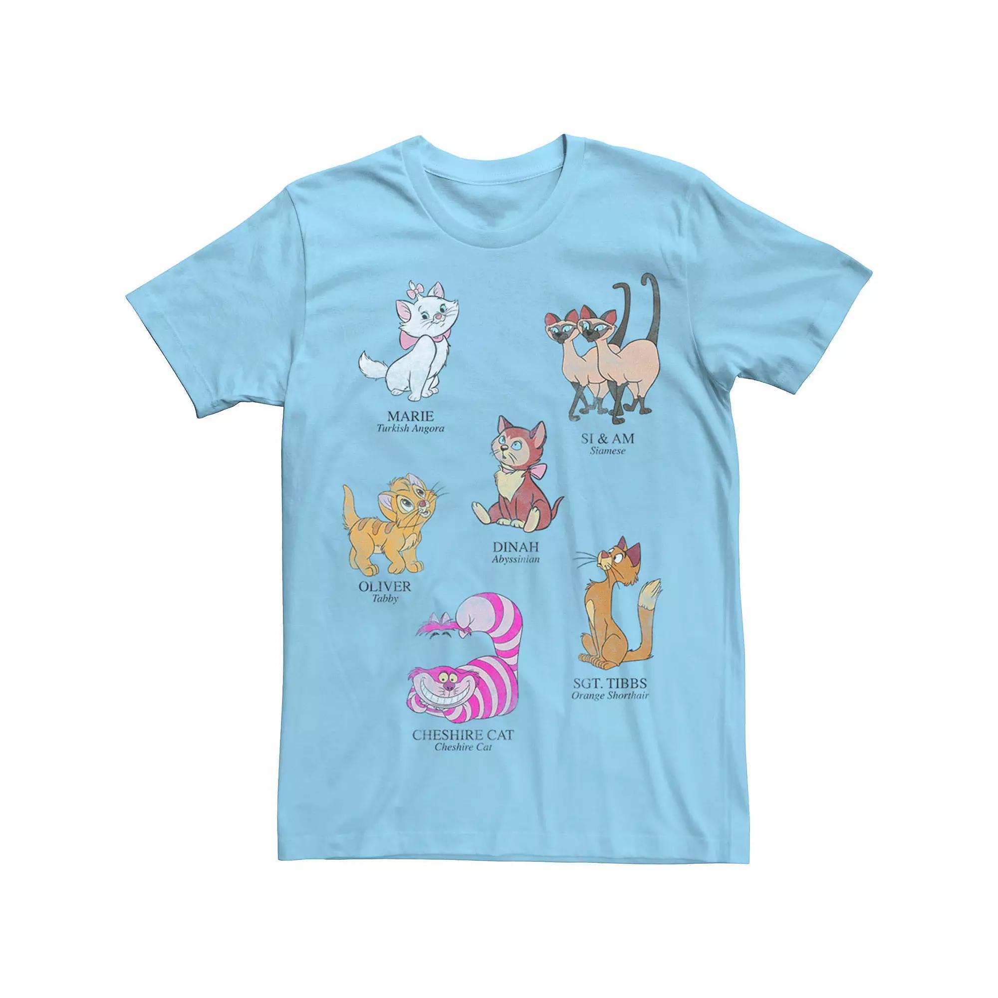 Disney's Mickey And Friends Men's Cat Names And Breeds Tee, Size: Small, Light Blue Product Image