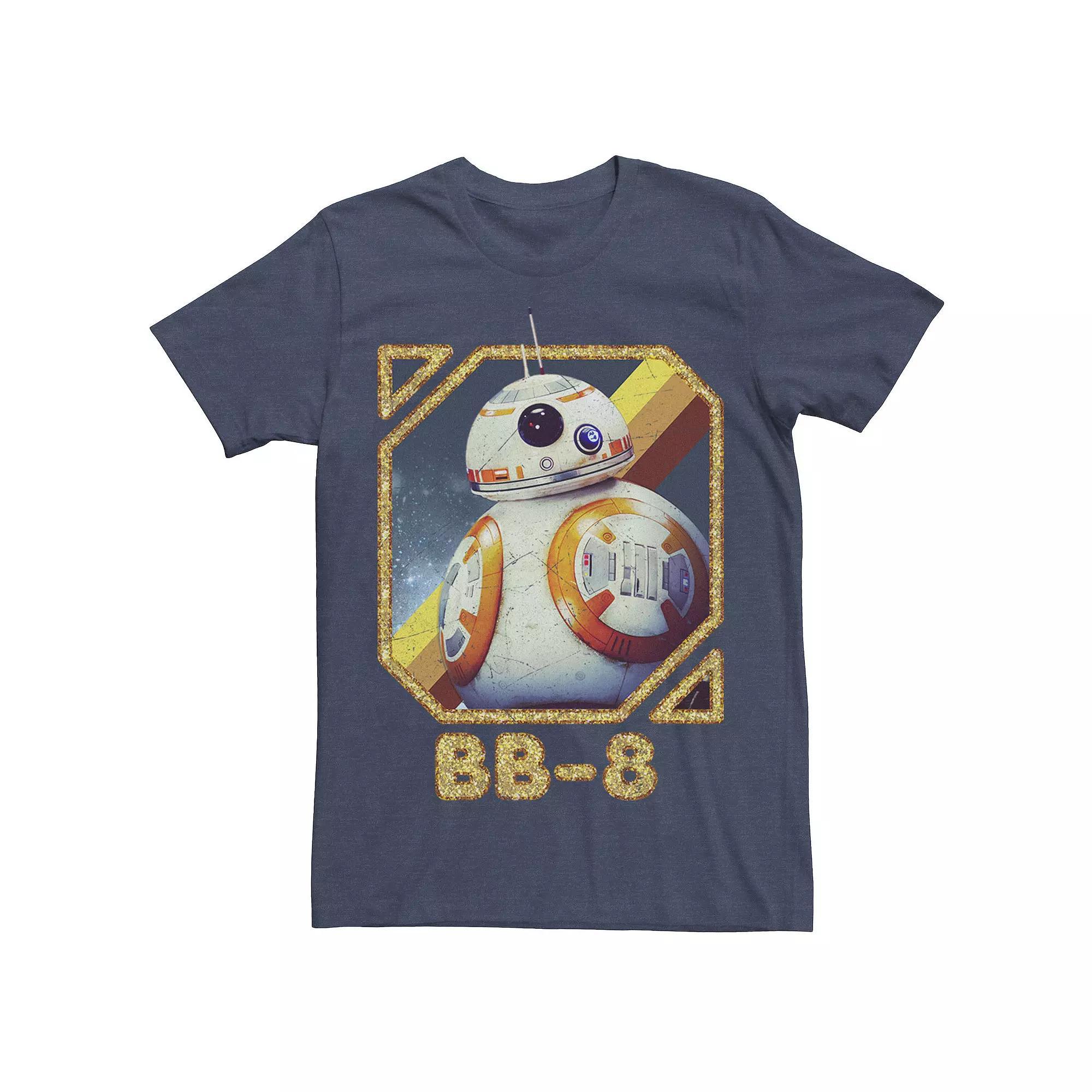Mens Star Wars BB-8 Vintage Portrait Poster Tee Navy Grey Product Image