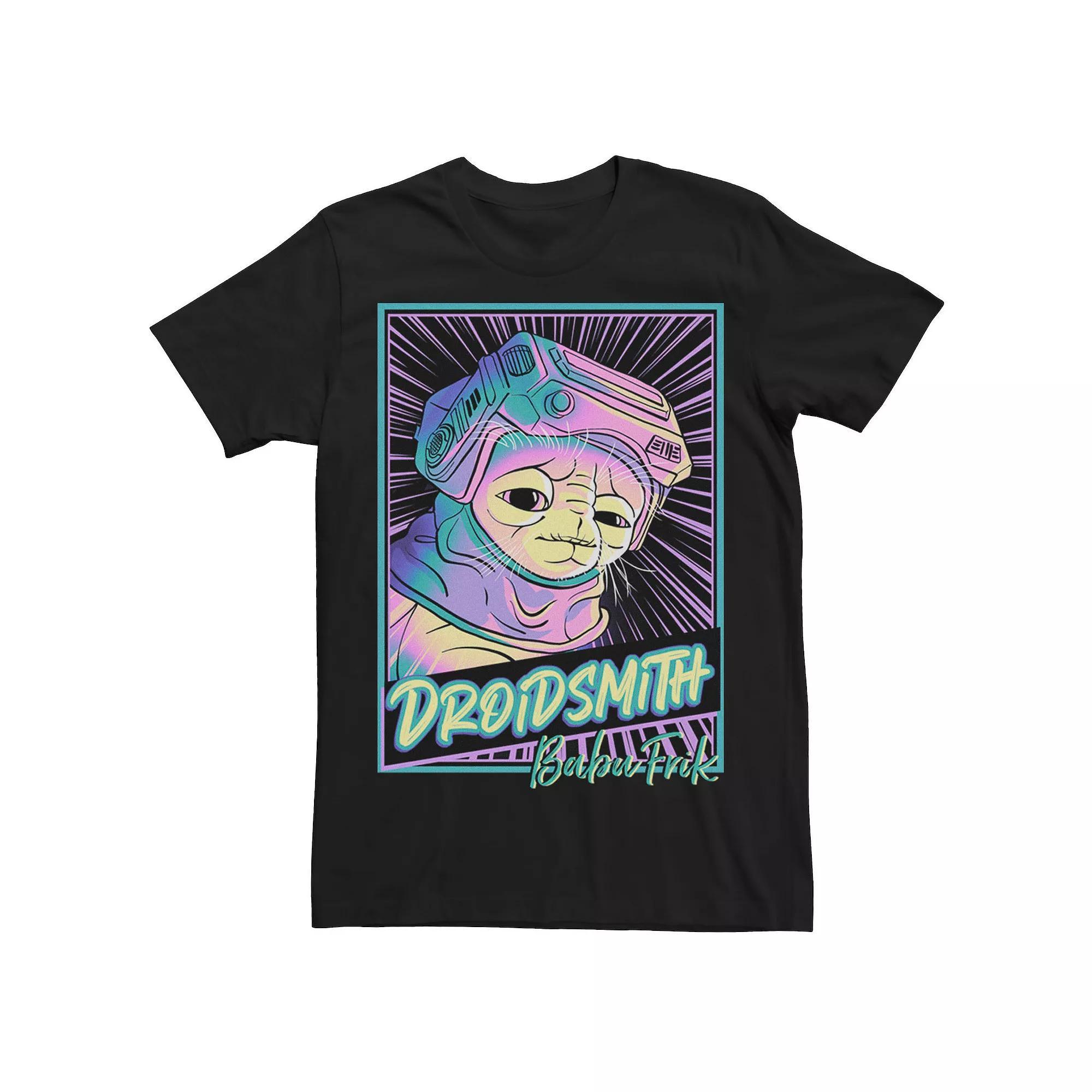 Men's Star Wars: The Rise Of Skywalker Babu Frik Neon Poster Tee, Size: 3XL, Black Product Image
