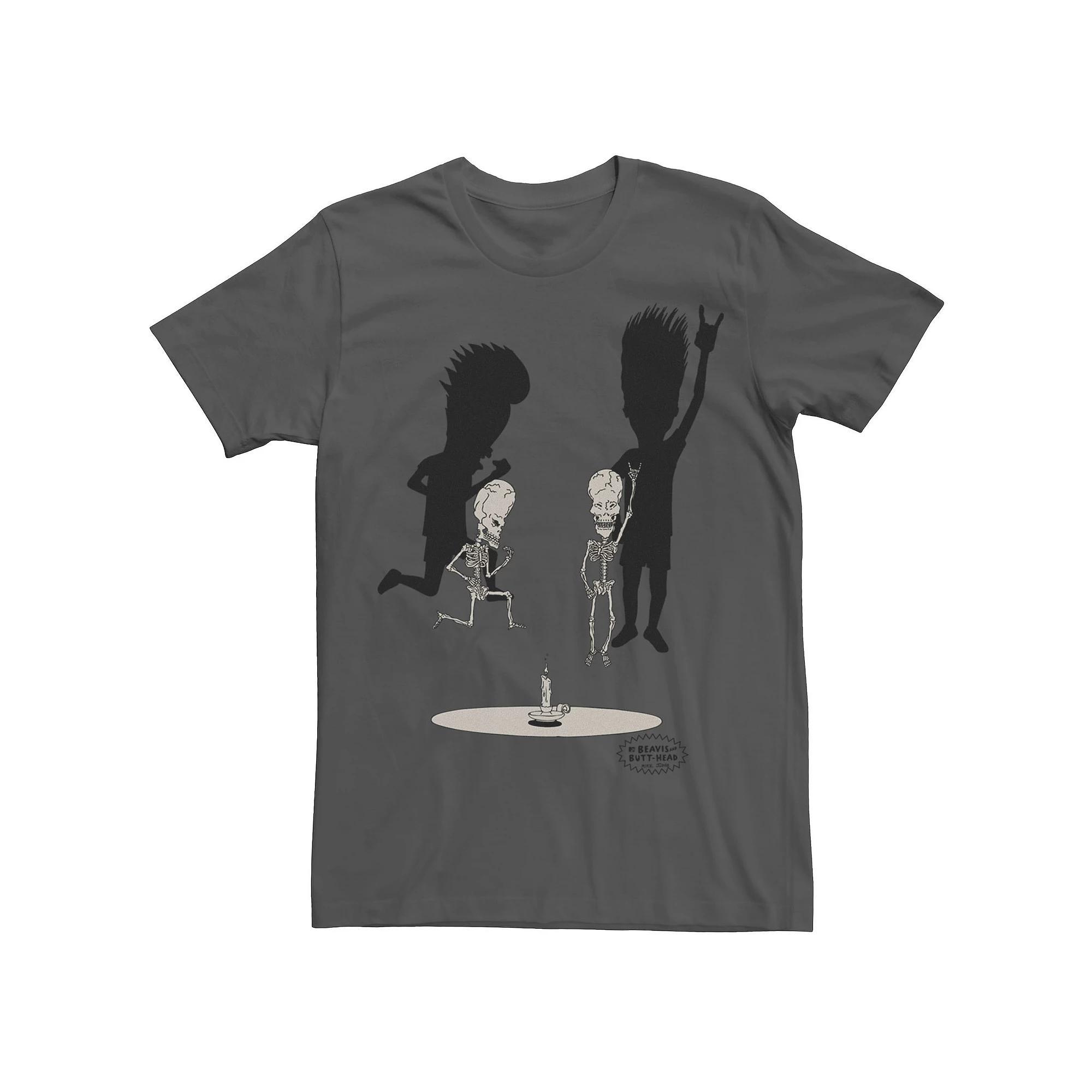 Men's Beavis and Butt-Head Skeletons Rocking Tee, Size: Small, Grey Product Image