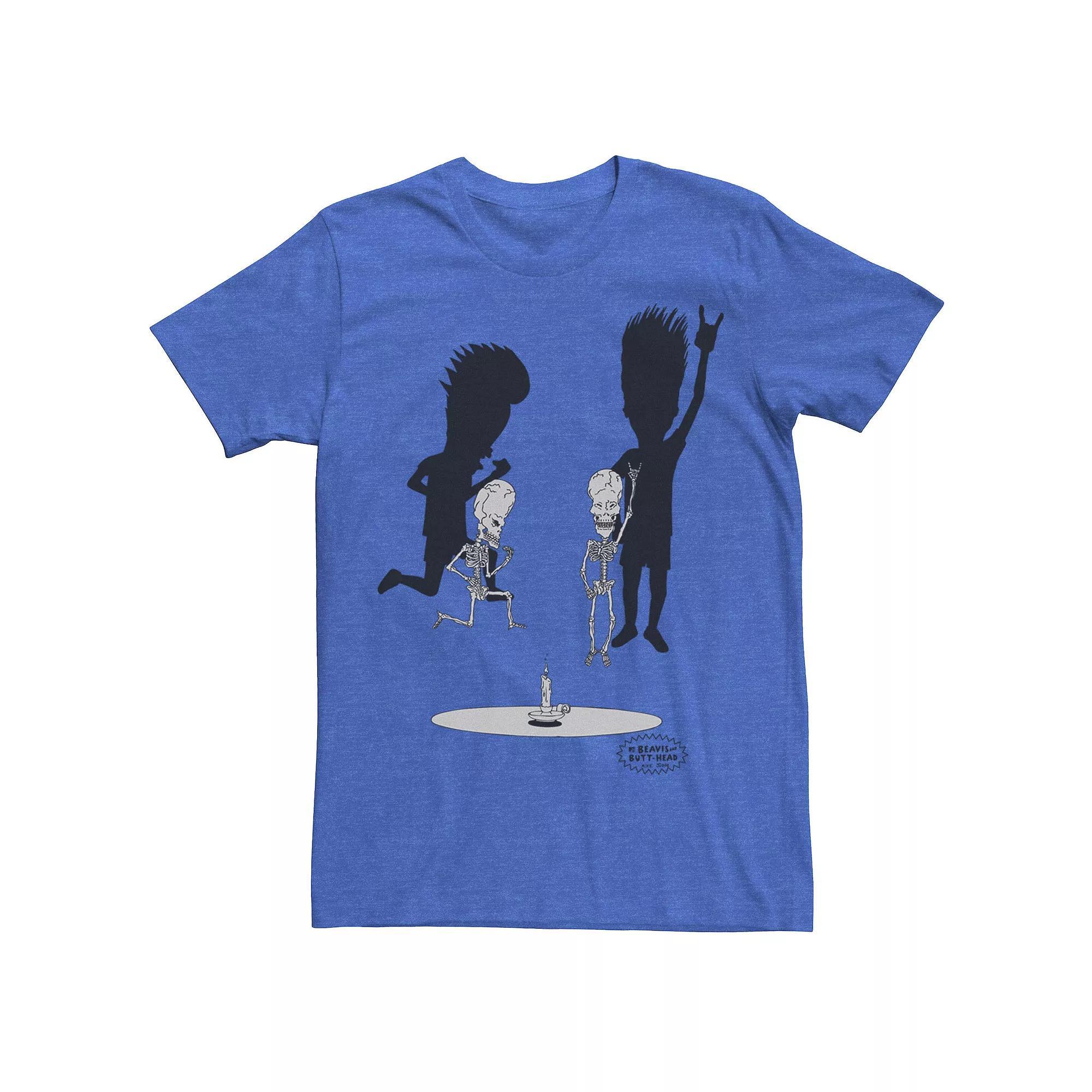 Men's Beavis and Butthead Skeletons Rocking Out Portrait Tee, Size: XXL, Red Grey Product Image