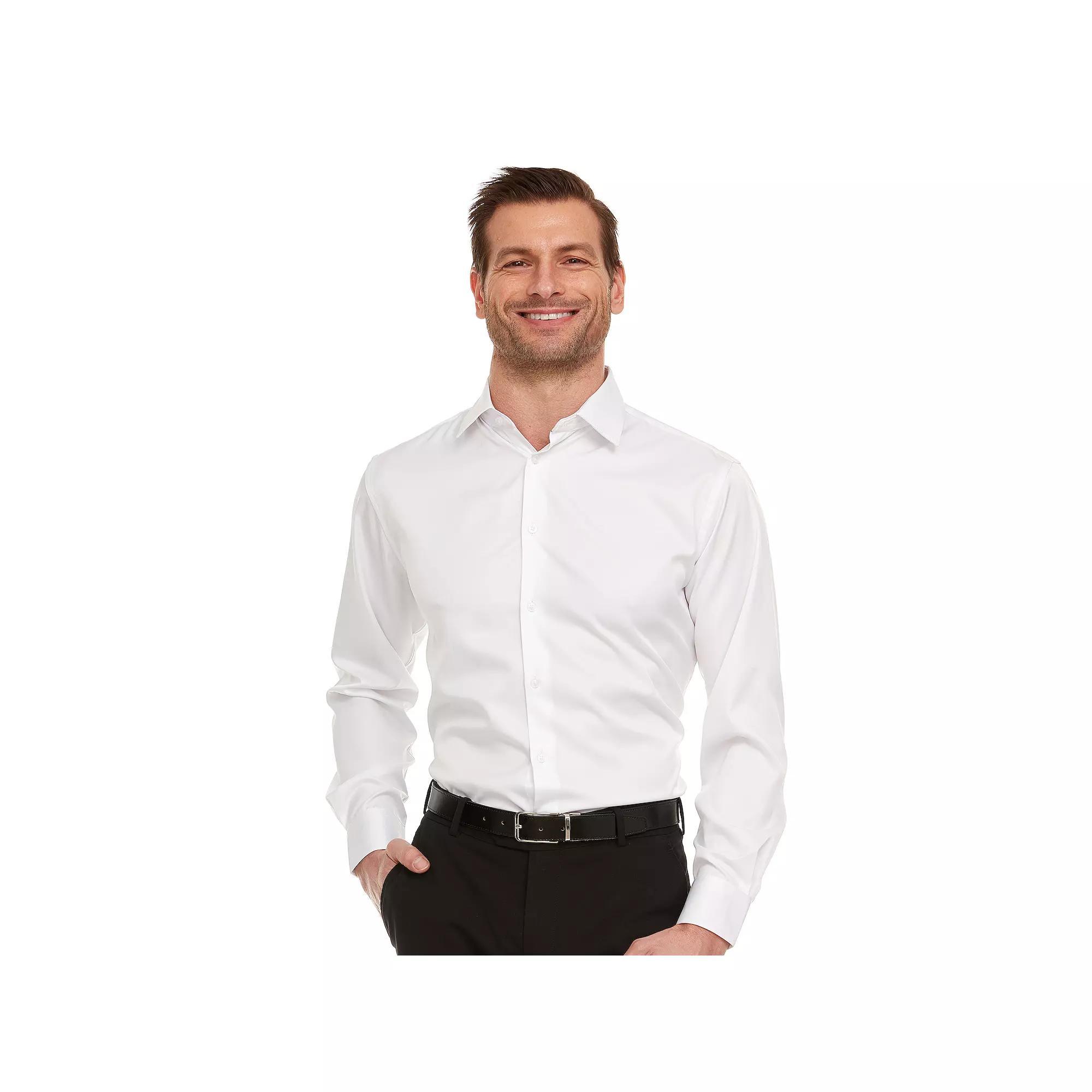 Men's Geoffrey Beene Slim-Fit Sateen Stretch Dress Shirt, Size: 17.5-32/33, White Product Image