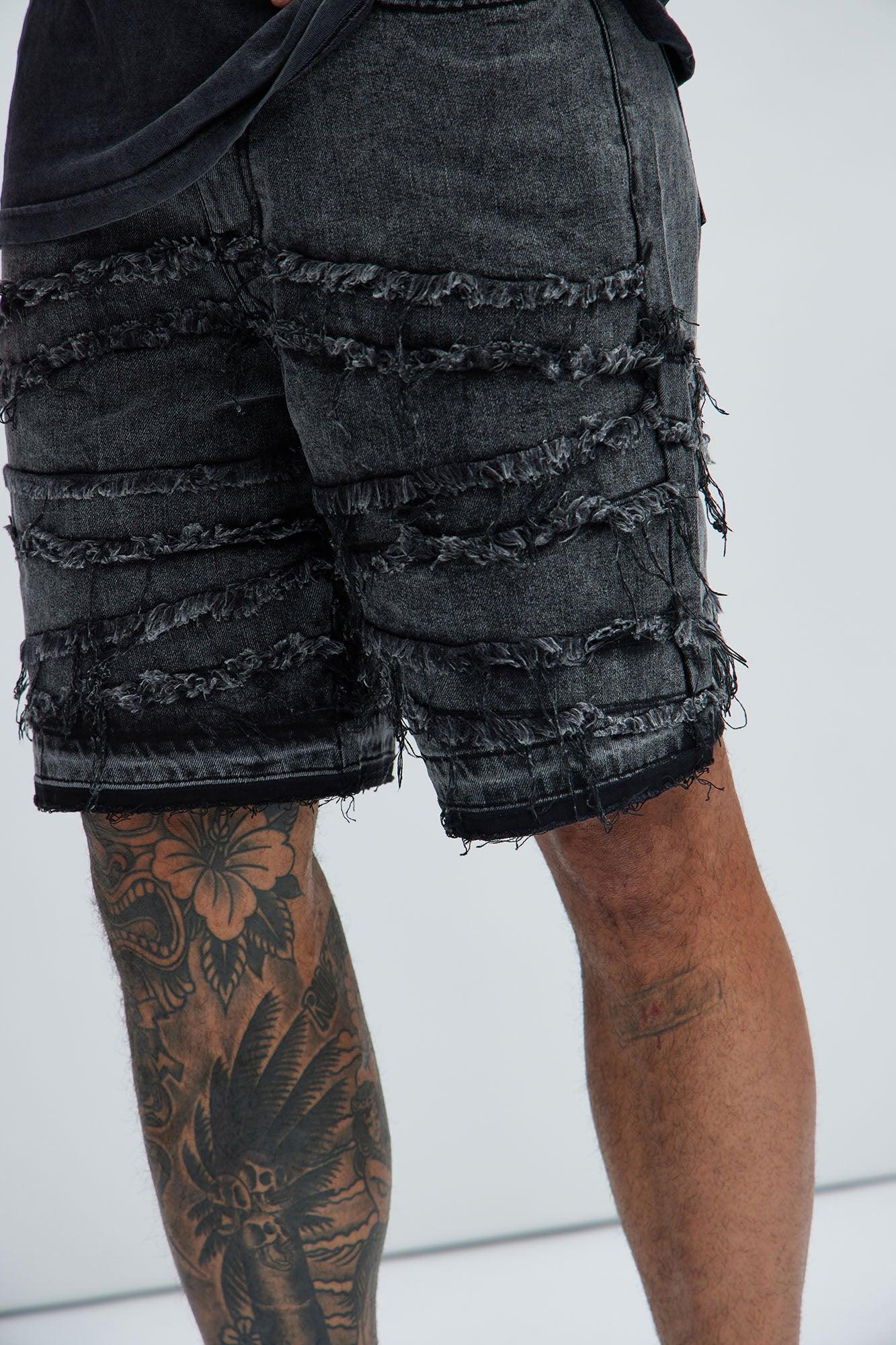 Nice Try Frayed Denim Short - Black Wash Product Image