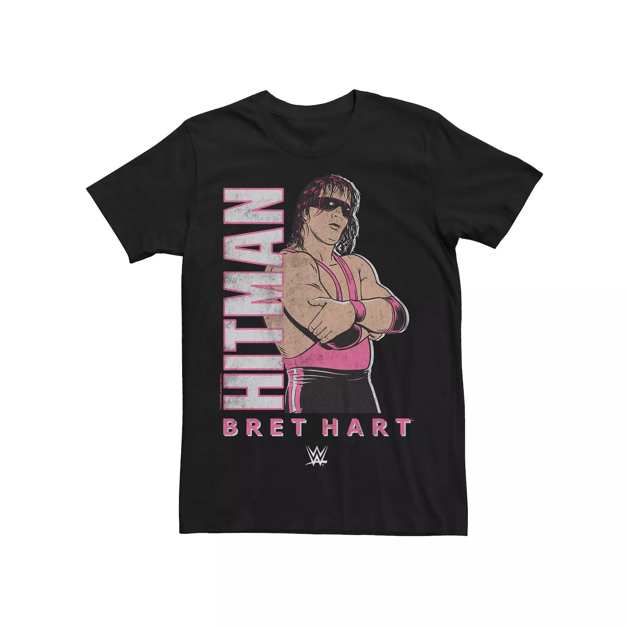 Men's WWE Hitman Bret Hart Retro Poster Tee, Size: Medium, Black Product Image
