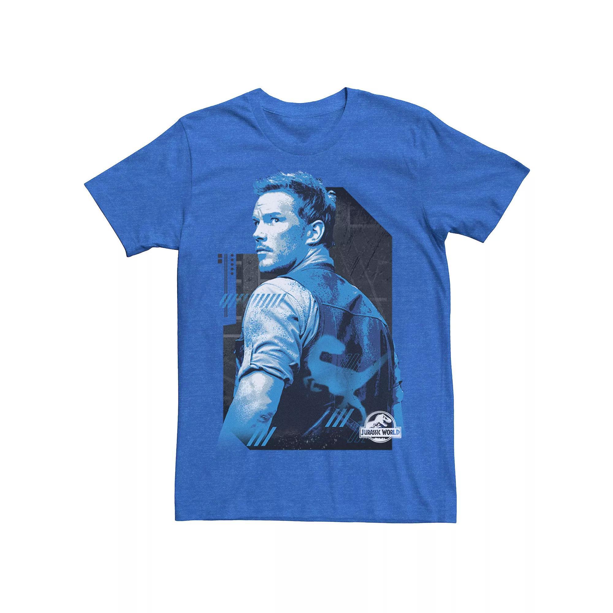 Men's Jurassic World Owen Blue Tone Portrait Tee, Size: Large, Silver Product Image