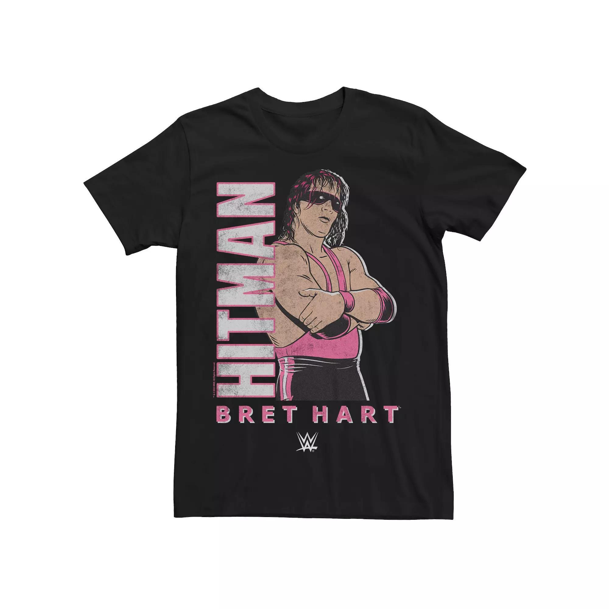 Men's WWE Hitman Bret Hart Retro Poster Tee, Size: Medium, Black Product Image