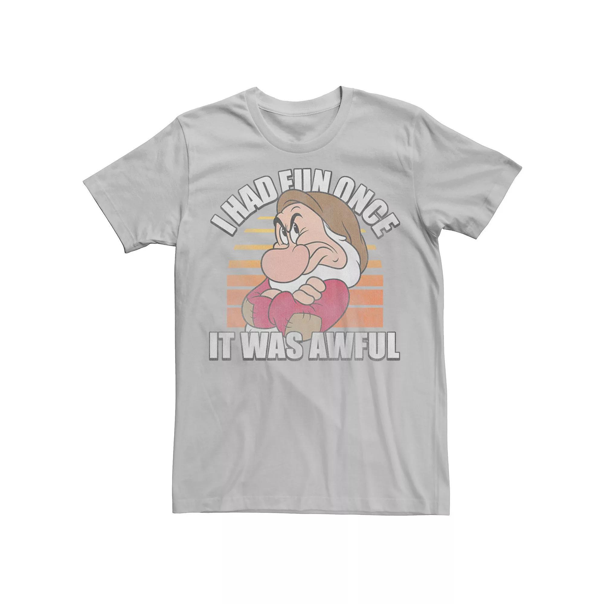 Disney's Snow White And the Seven Dwarfs Men's Grumpy Had Fun Graphic Tee, Size: Medium, Athletic Grey Product Image