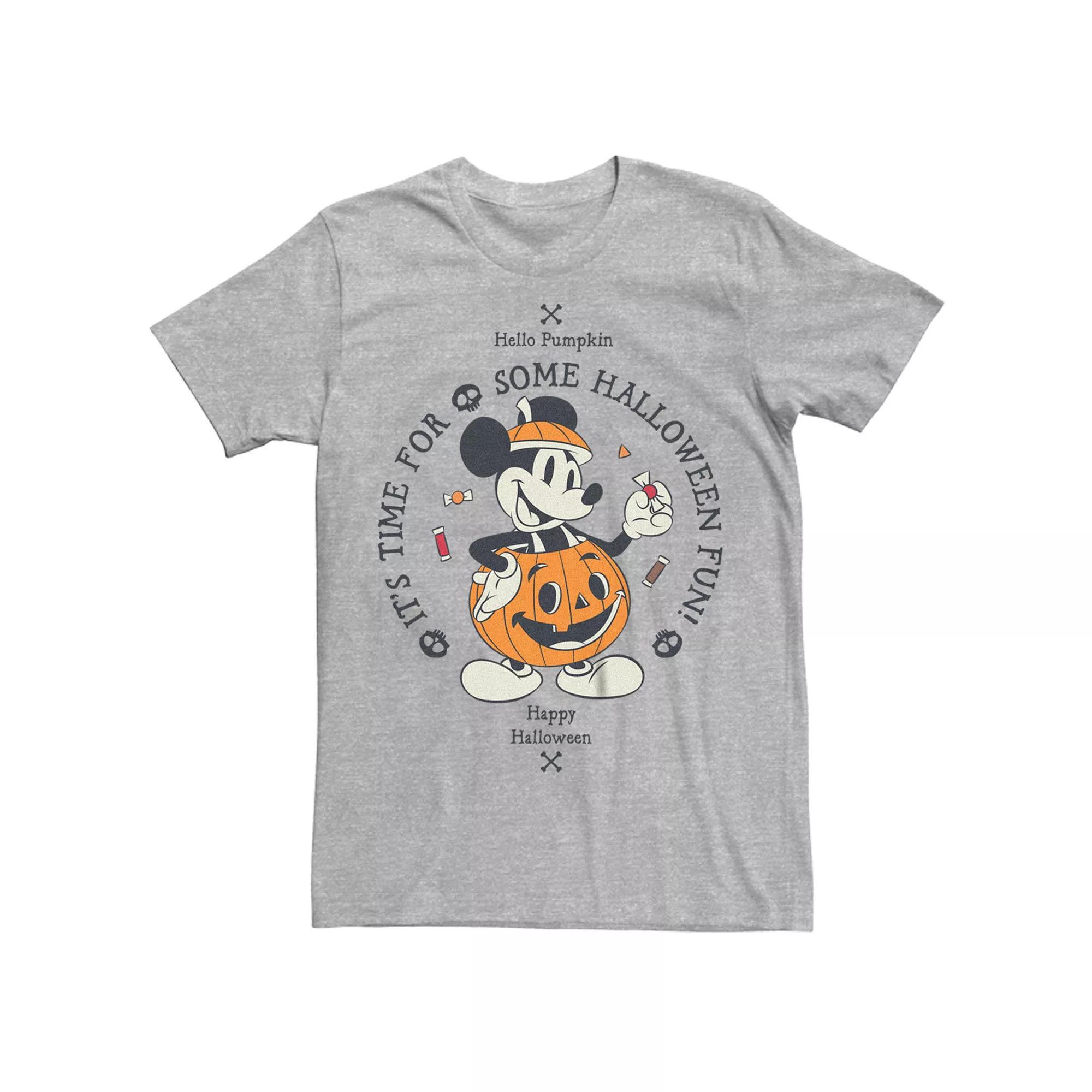 Disney's Mickey Mouse Men's Classic Halloween It's Time For Some Fun Jack-o'-lantern Tee, Size: Small, Athletic Grey Product Image