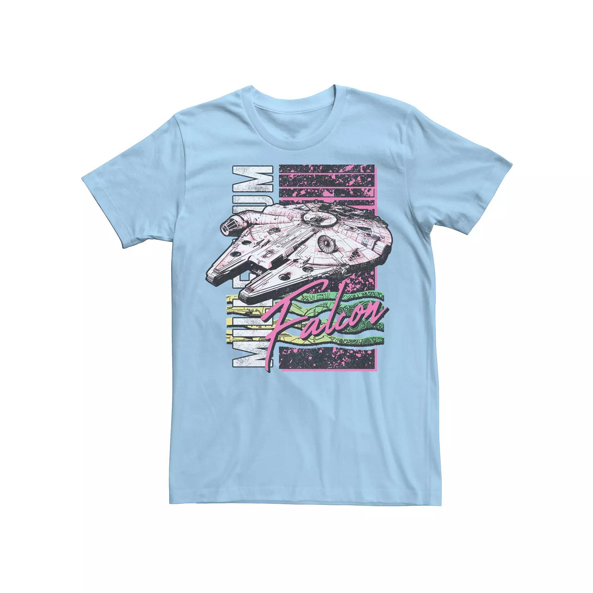 Mens Star Wars Neon Vintage Millennium Falcon Tee Athletic Grey Product Image
