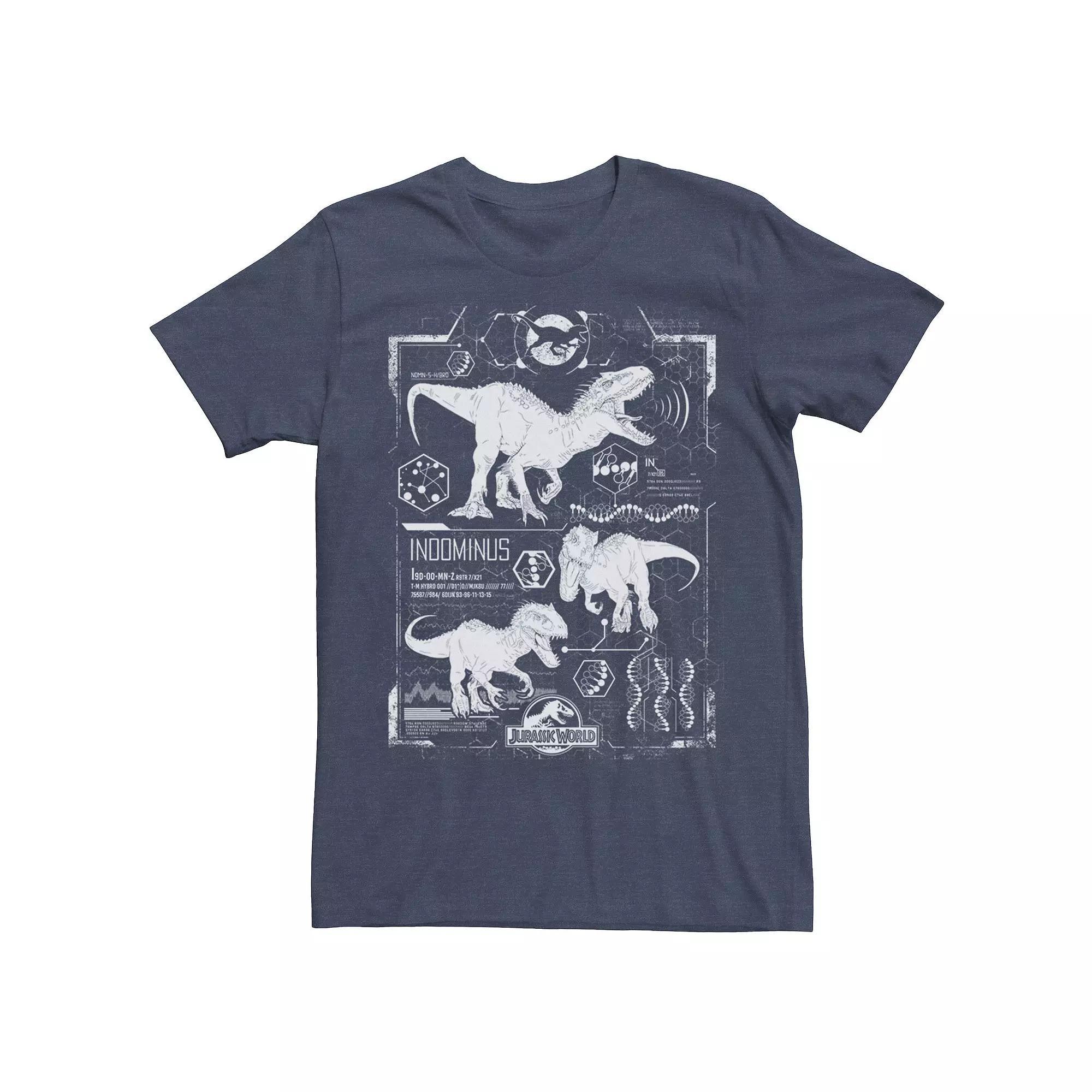 Mens Jurassic World Indominus Rex Schematic Tee, Men's, Size: XXL, Grey Product Image