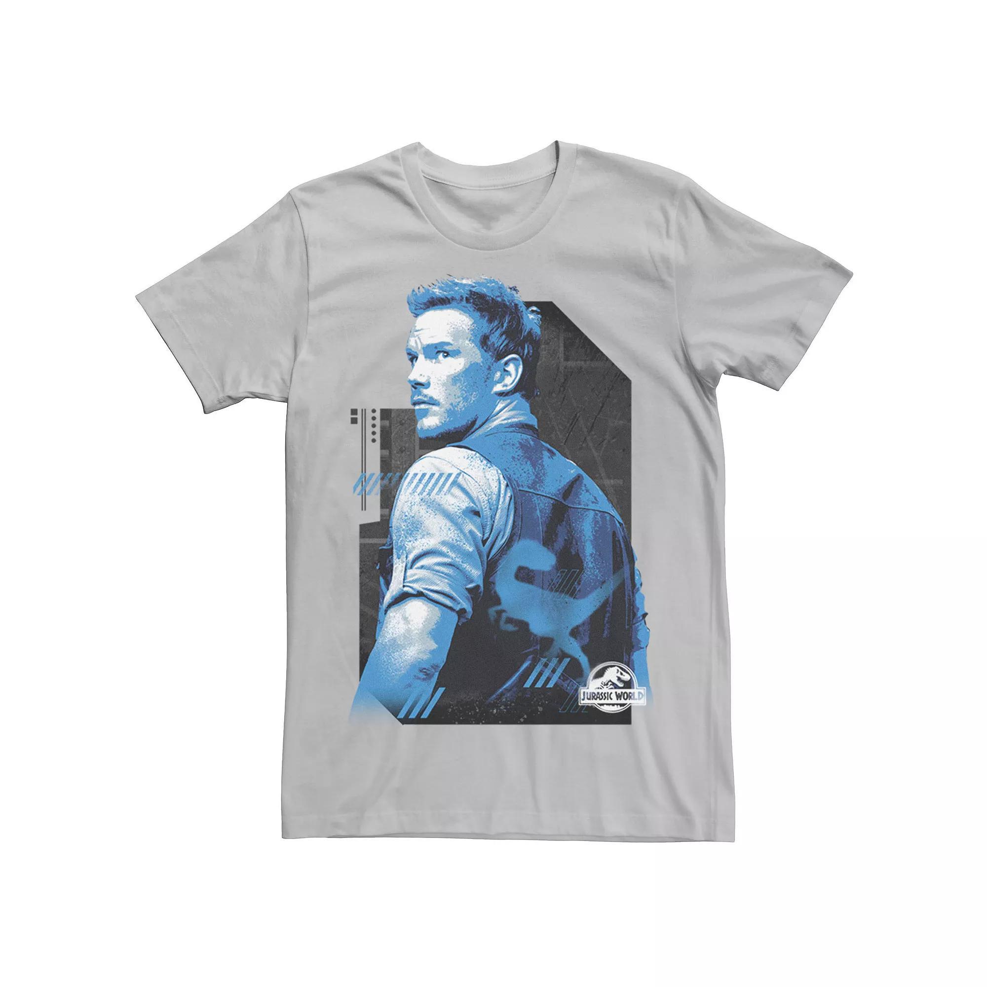 Men's Jurassic World Owen Blue Tone Portrait Tee, Size: Large, Silver Product Image