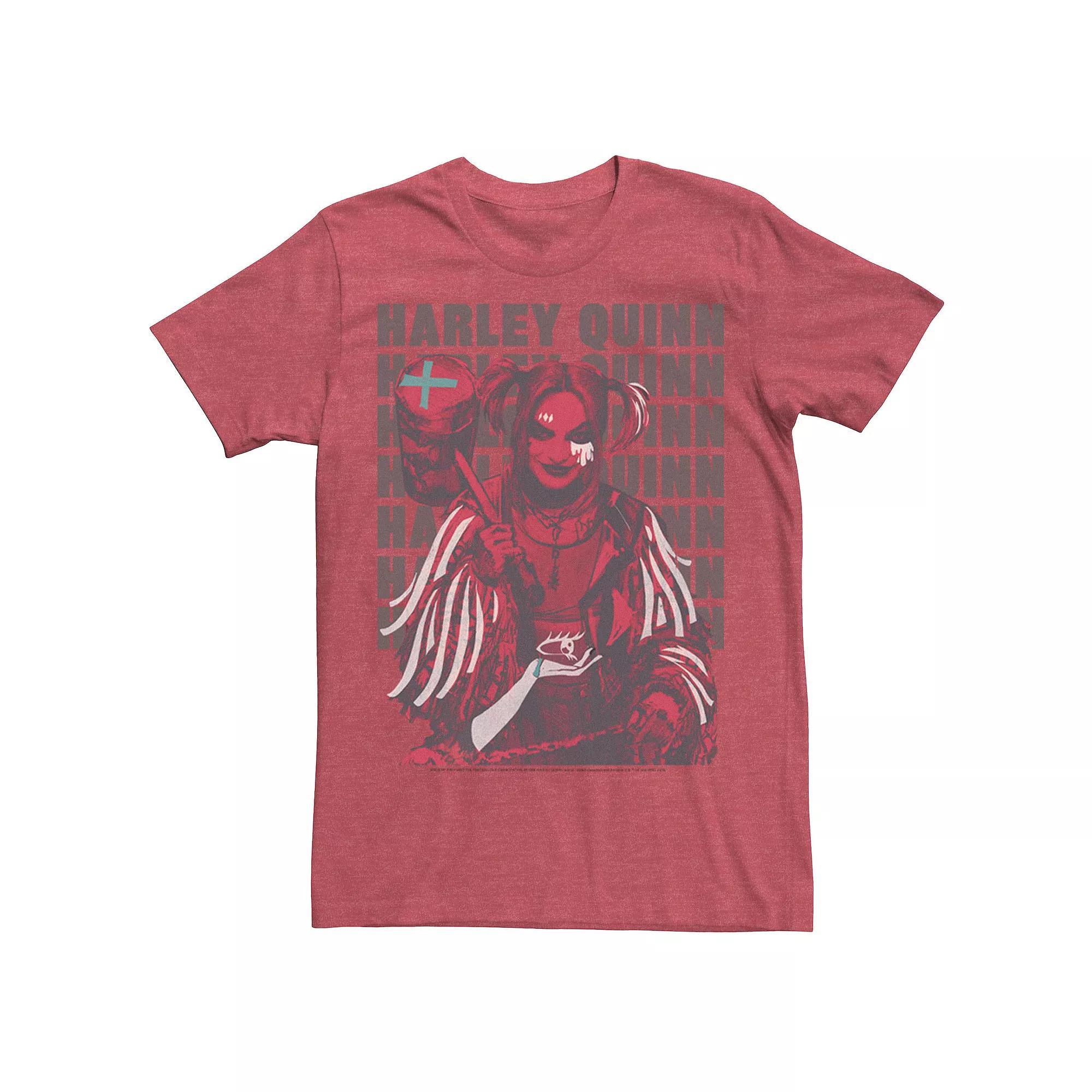 Men's Harley Quinn: Birds of Prey Stacked Text Tee, Size: XXL, Red Grey Product Image