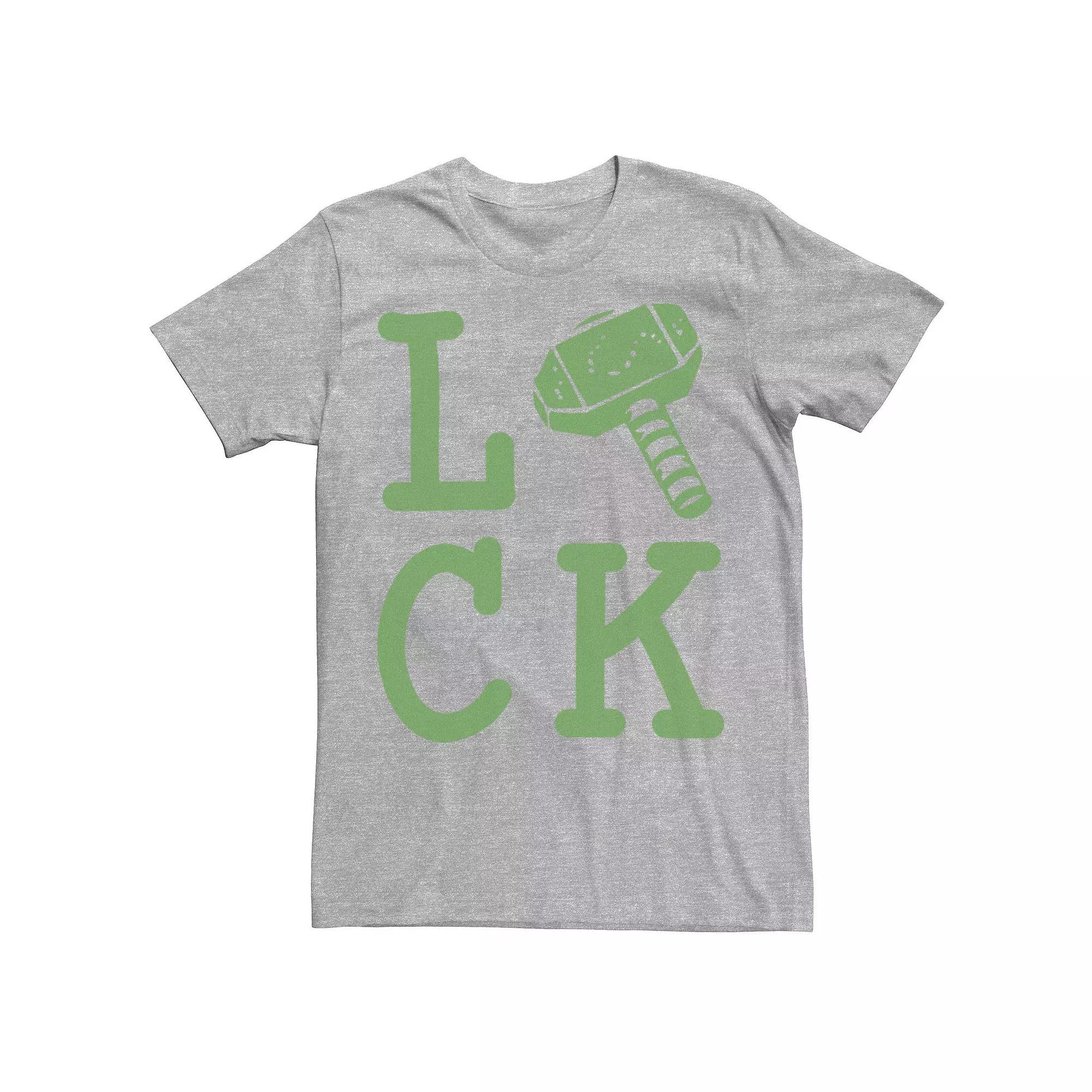 Men's Marvel Thor Large Luck Text Tee, Size: Medium, Athletic Grey Product Image