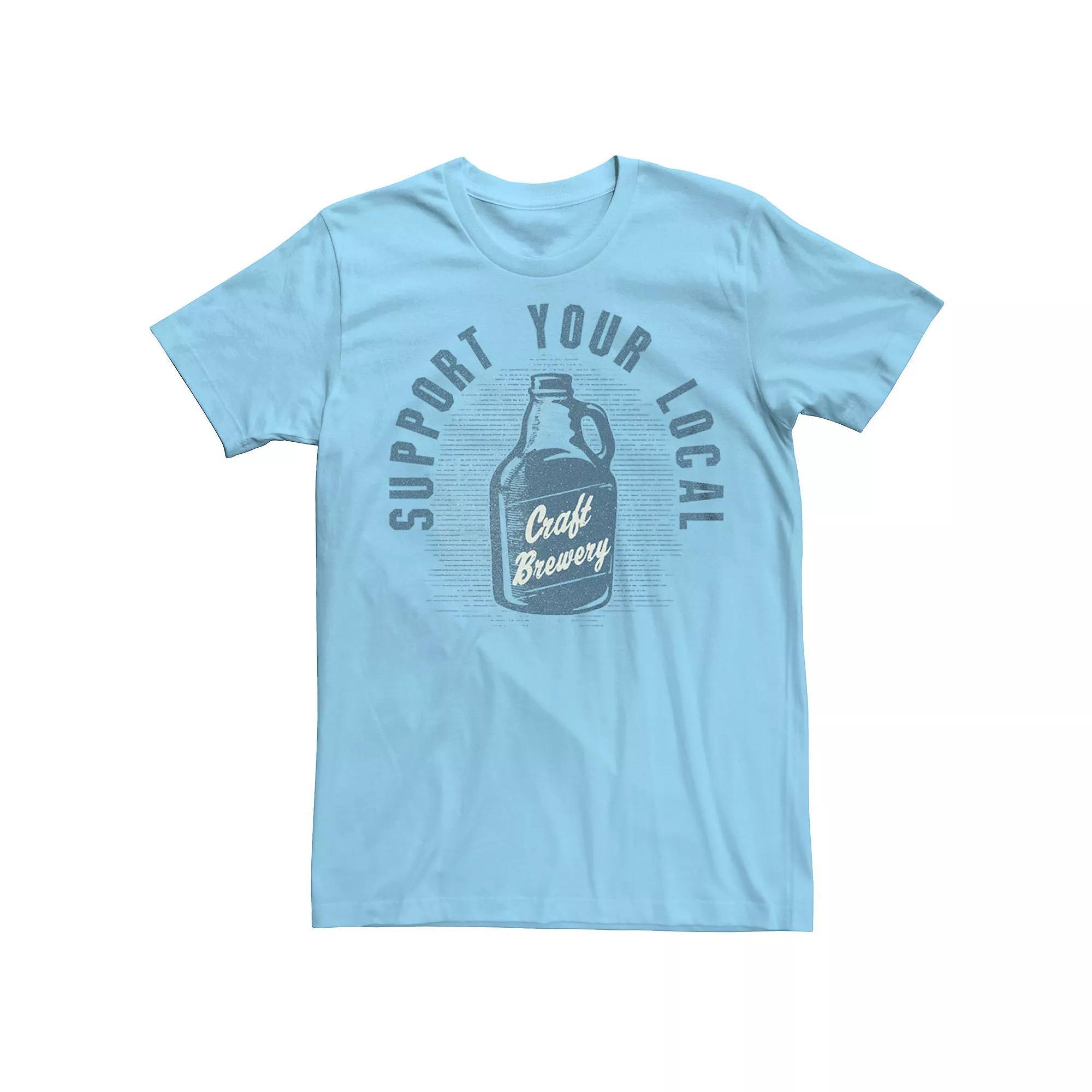 Men's Support Your Local Craft Brewery Growler Graphic Tee, Size: XXL, Light Blue Product Image